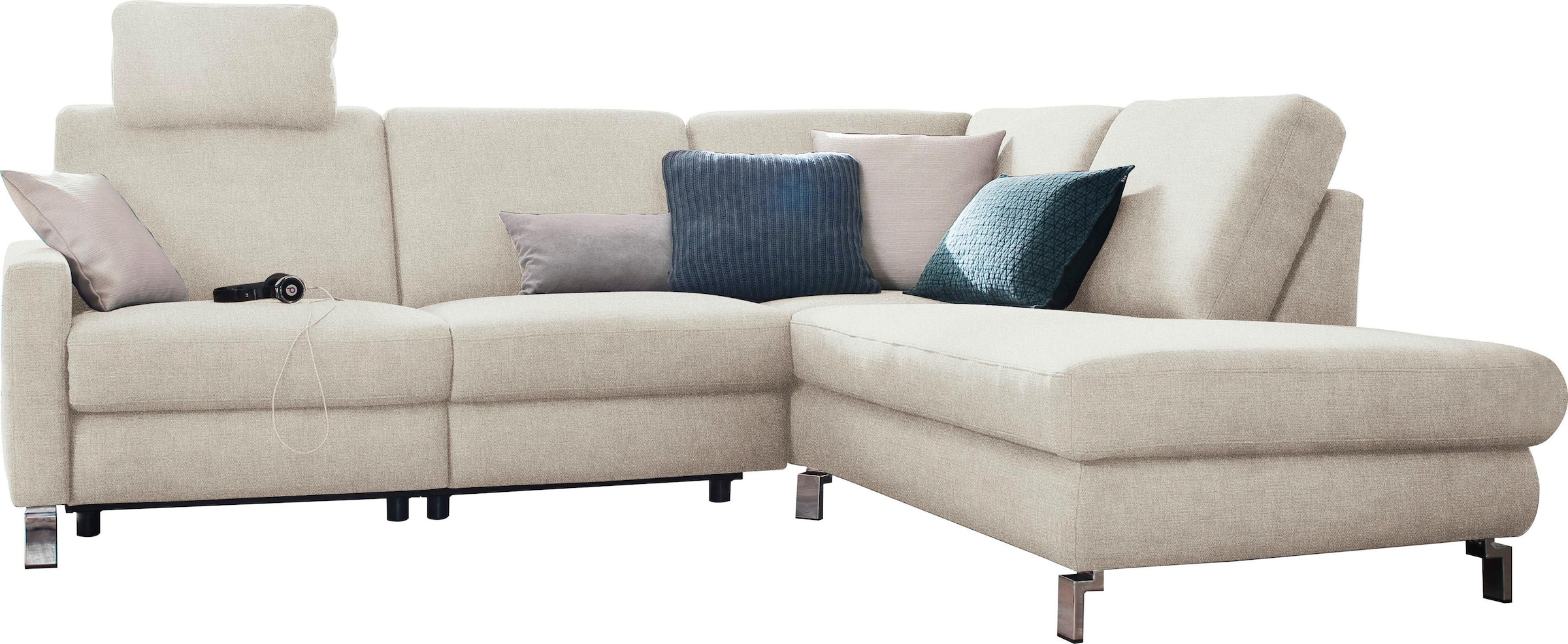 3C Candy Ecksofa »Mainau modern und elegant, mit gutem Sitzkomfort, L-Form«, wahlweise mit elektrischer Relaxfunktion, Federkern