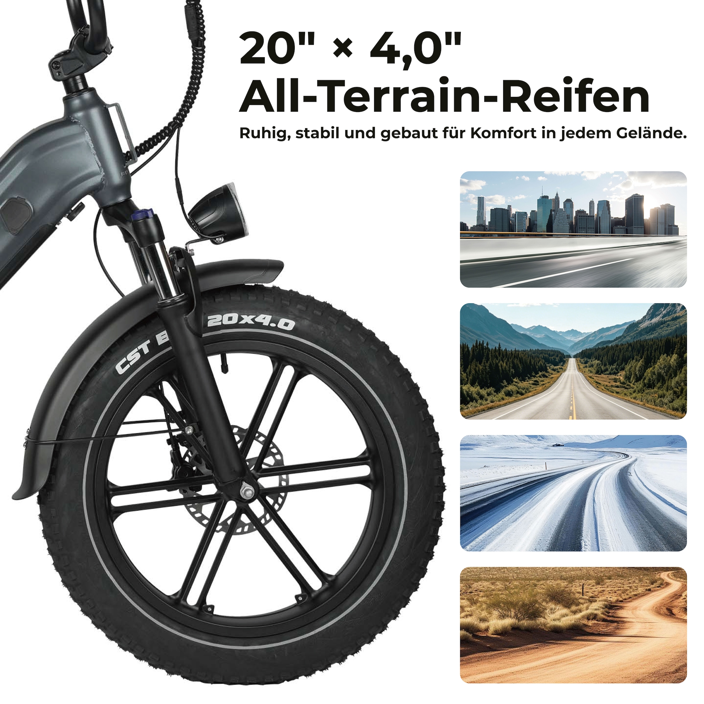Maxtron »Maxtron Camel E-Bike compactbike« 7 Gang Shimano Kettenschaltung Heckmotor 250 W Packung,  20-Zoll-Fettreifenfahrrad mit Vorder- und Hinterradfederung