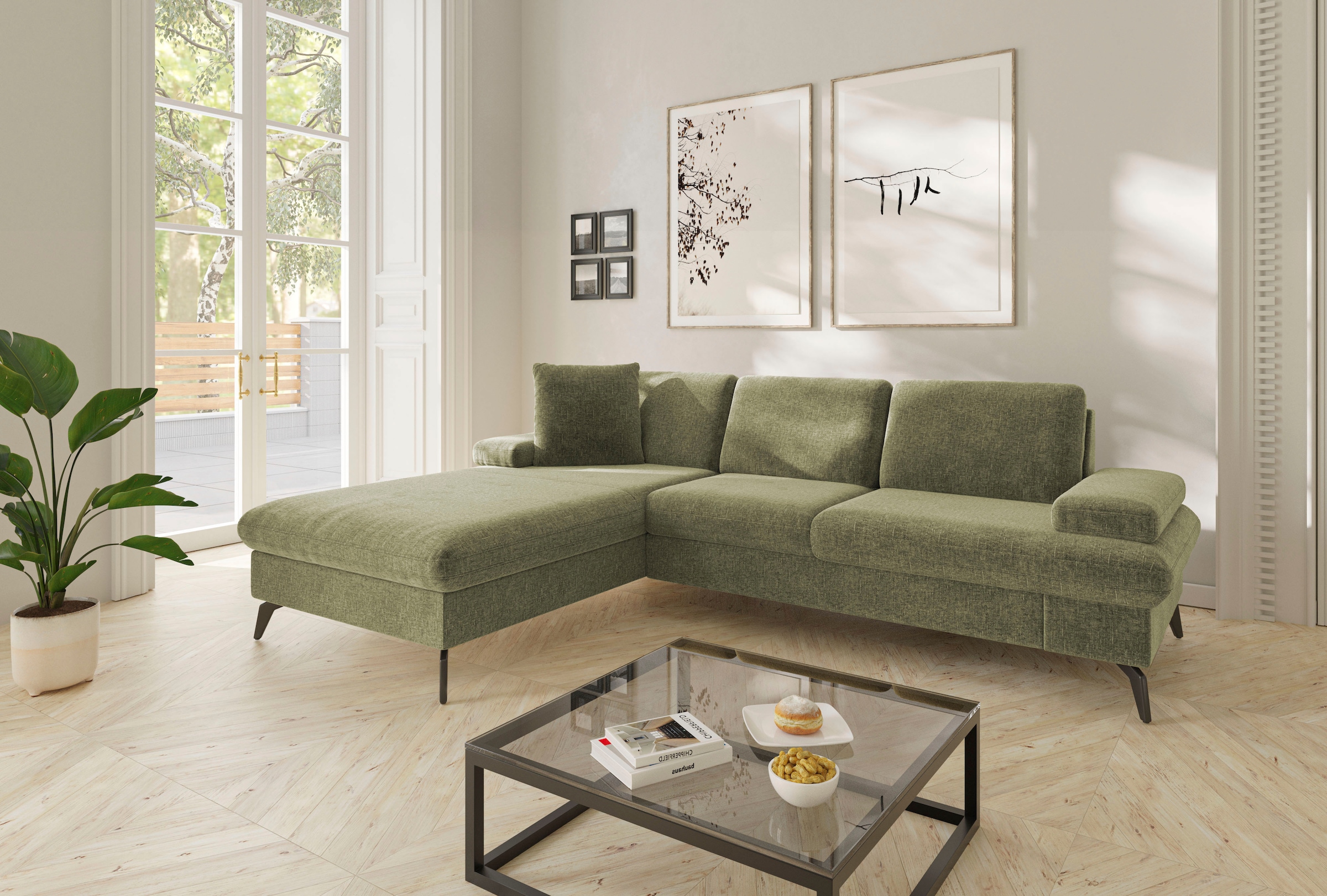 sit&more Ecksofa "Morris Jubi L-Form, B: 247 cm" mit Armteilfunktion & 1 Zierkissen, optional Schlaffunktion