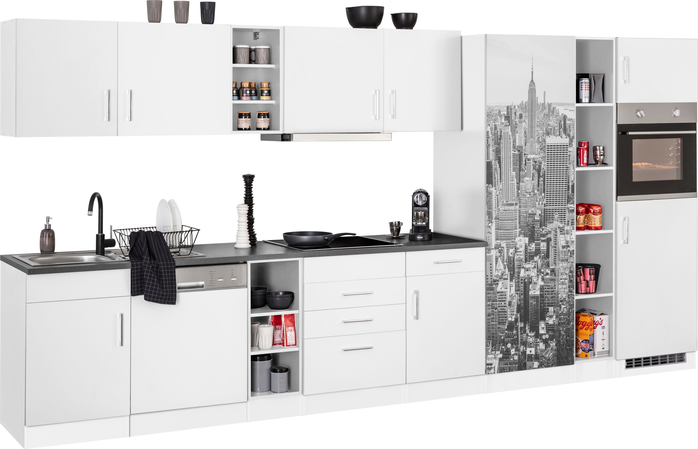 Thumbnail - KOCHSTATION Küchenzeile "KS-Paris – Küchen mit einzigartigen Fotomotiven auf den Fronten" Breite 400 cm, wahlweise mit E...