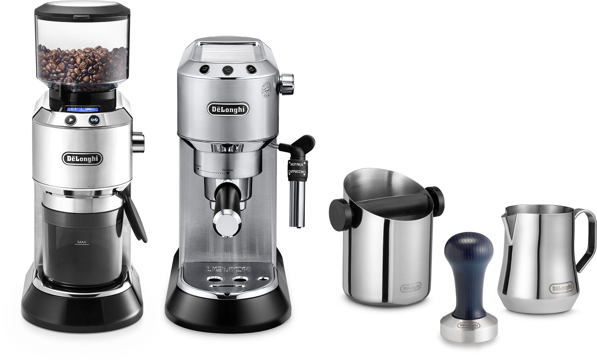 DeLonghi Espressomaschine "ECKG6821.M", Siebträger, inkl. Kaffeemühle, Tamper, Abschlagbox+ Kännchen