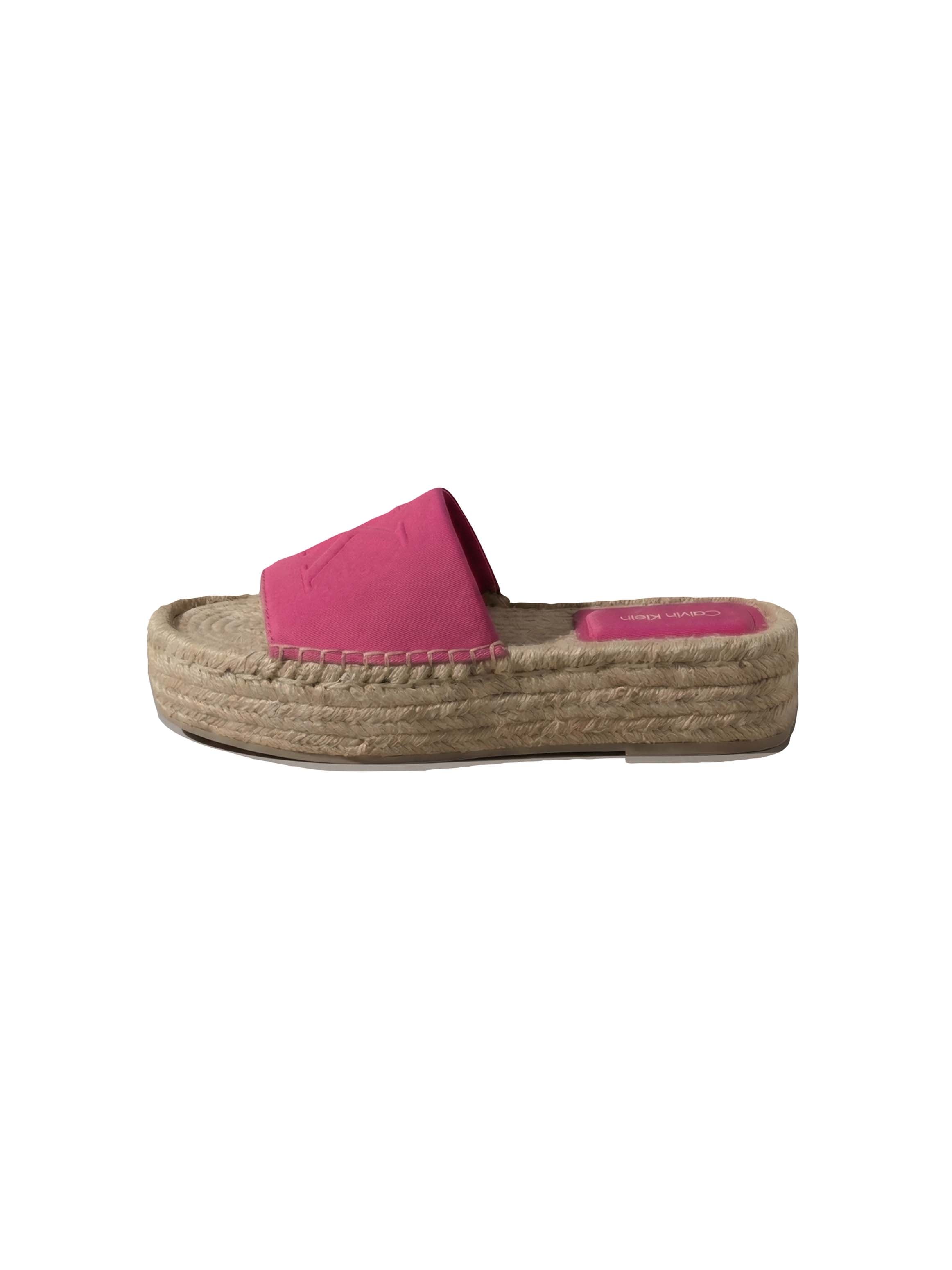 Calvin Klein Pantolette »FLATF ESPA NEOP MG«  Sommerschuh, Strandschuh mit Plateau, schmale Form
