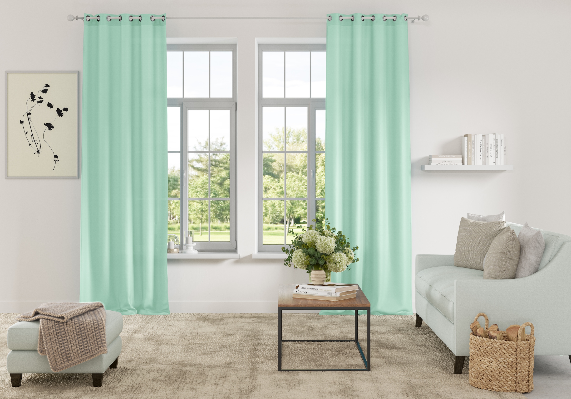 OTTO home Vorhang "Parry" Ösen 2 Stk. tlg. 2-er Set, blickdicht, monochrom, günstig online kaufen