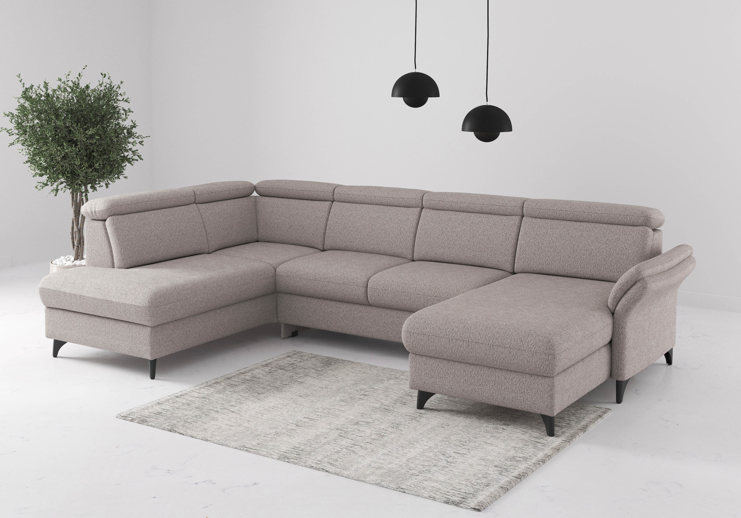 sit&more Wohnlandschaft "Glendale, U-Form" inkl. Kopfteilverstellung,wahlweise mit Vorziehsitz und Bettkasten