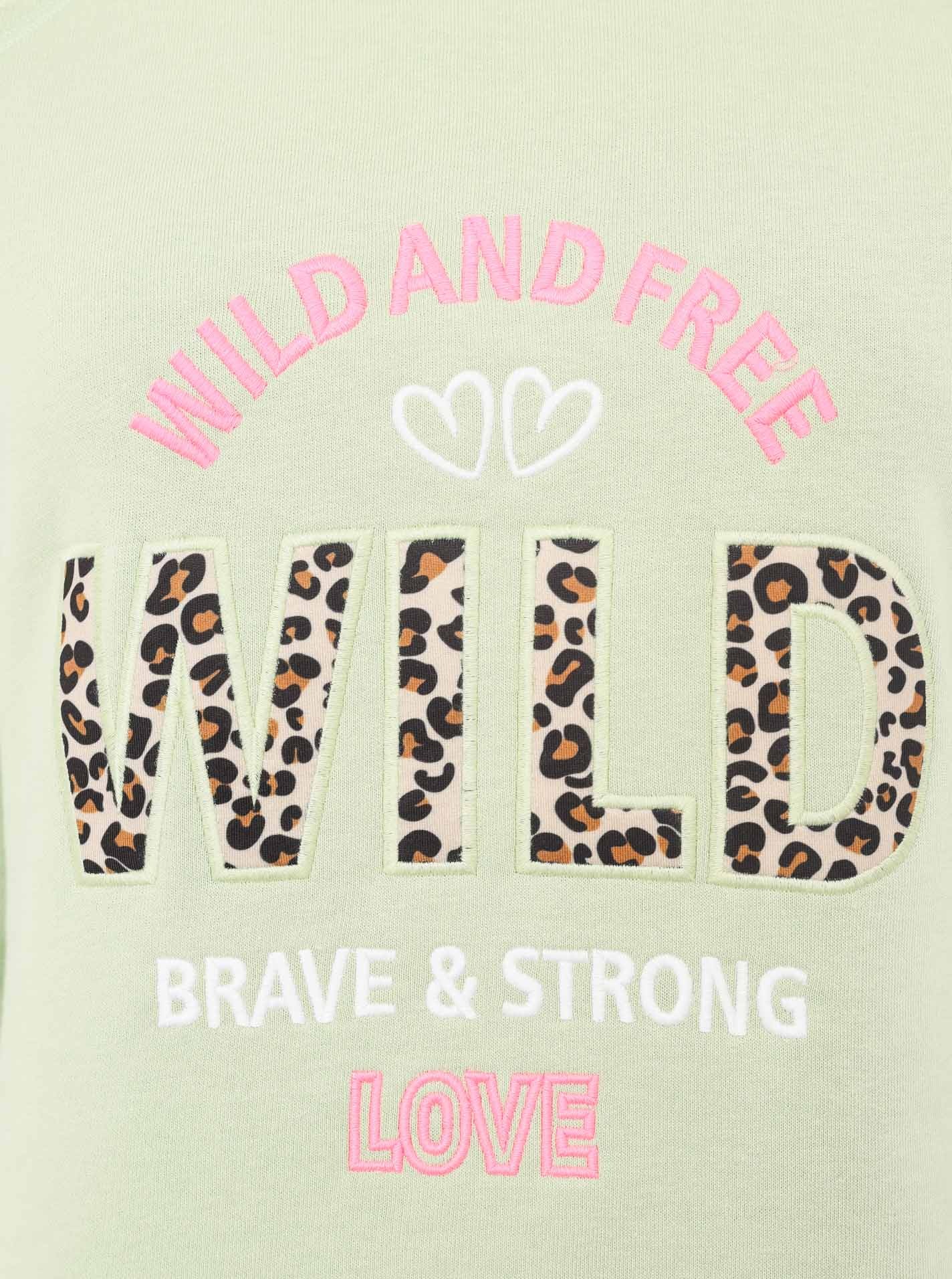 Zwillingsherz Sweater »"Wild and Free"«, mit Used-Look Kanten, Leo Details und Stickerei