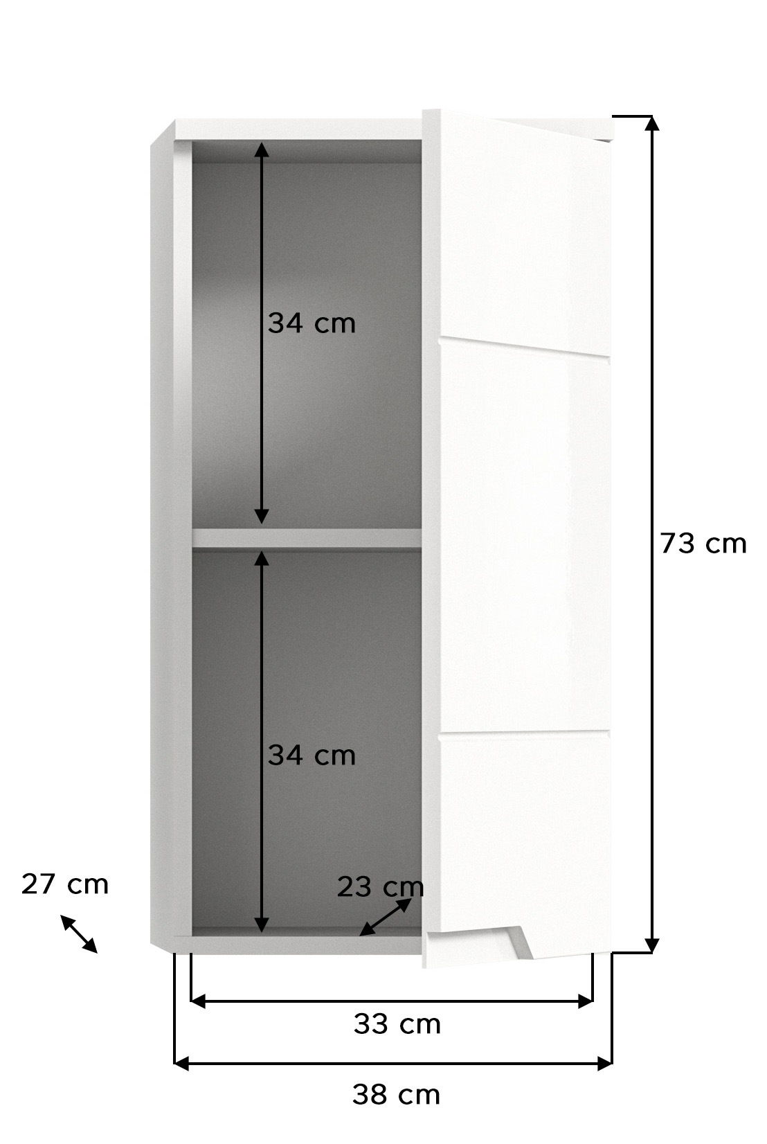 INOSIGN Hängeschrank »CAPRI, Höhe 73 cm, 1 Tür mit Soft-Close-Funktion, 1 Einlegeboden«, Badschrank, Schrank, Badhängeschrank