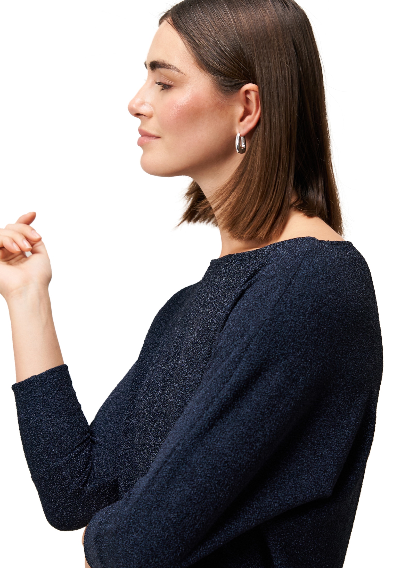 Zero Kurzarmshirt »Damen Glitzershirt mit U-Boot Ausschnitt« 1 Stk. tlg. Plain/ohne Details