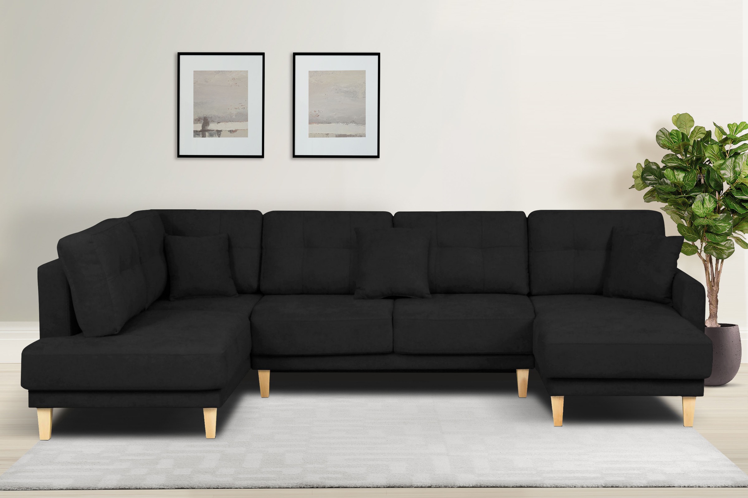 OTTO home Wohnlandschaft "TRIPLO U-Form wahlweise mit Schlaffunktion, B/T/H: 310/192/90 cm" Schlafsofa, auch mit Bettkasten, Steppung im Rückenkissen