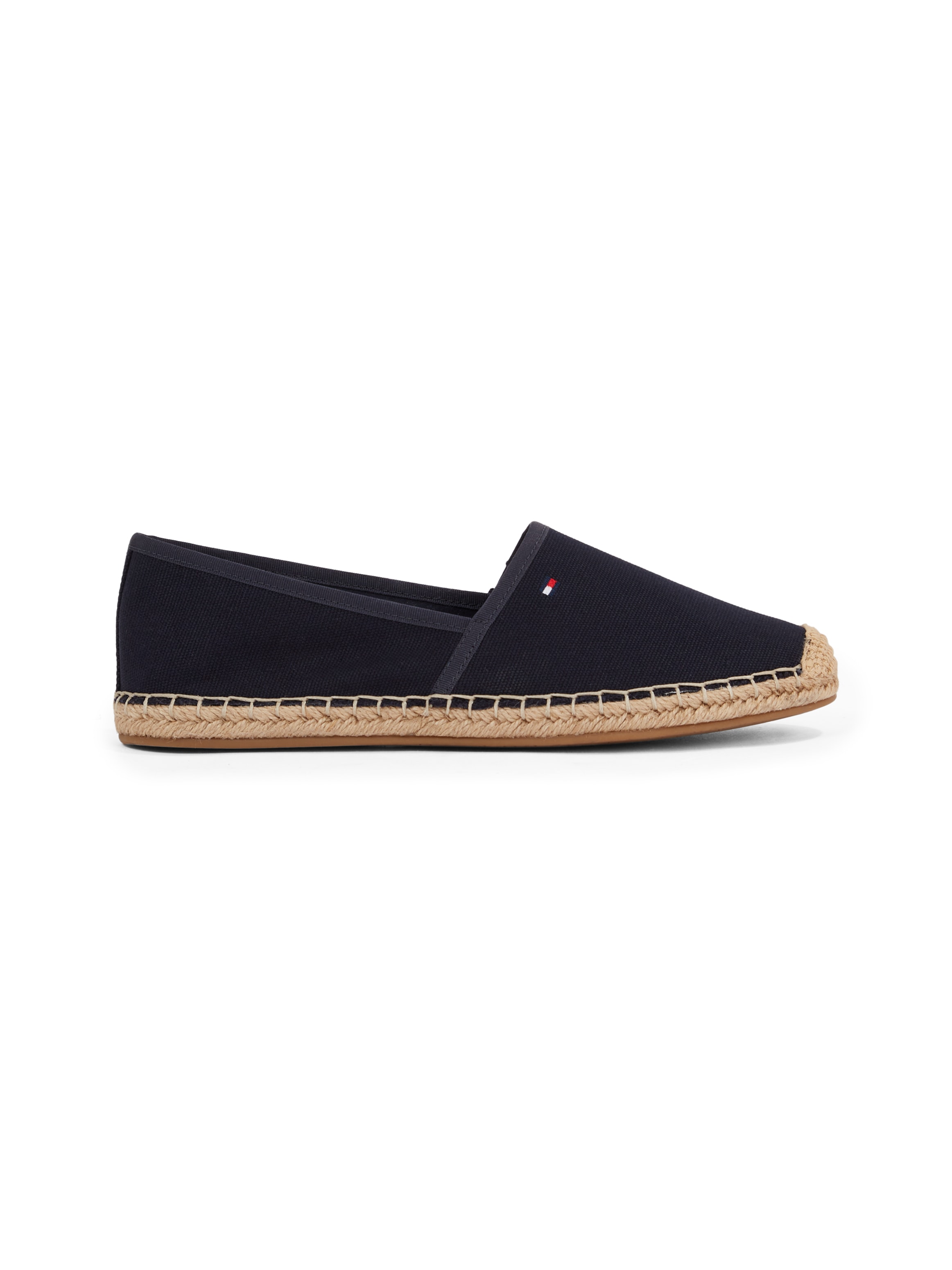 Tommy Hilfiger Espadrille »FLAG CANVAS ESPADRILLE«, Slipper, Flats, Bequemschuh mit Bastbezug und Ziernähten