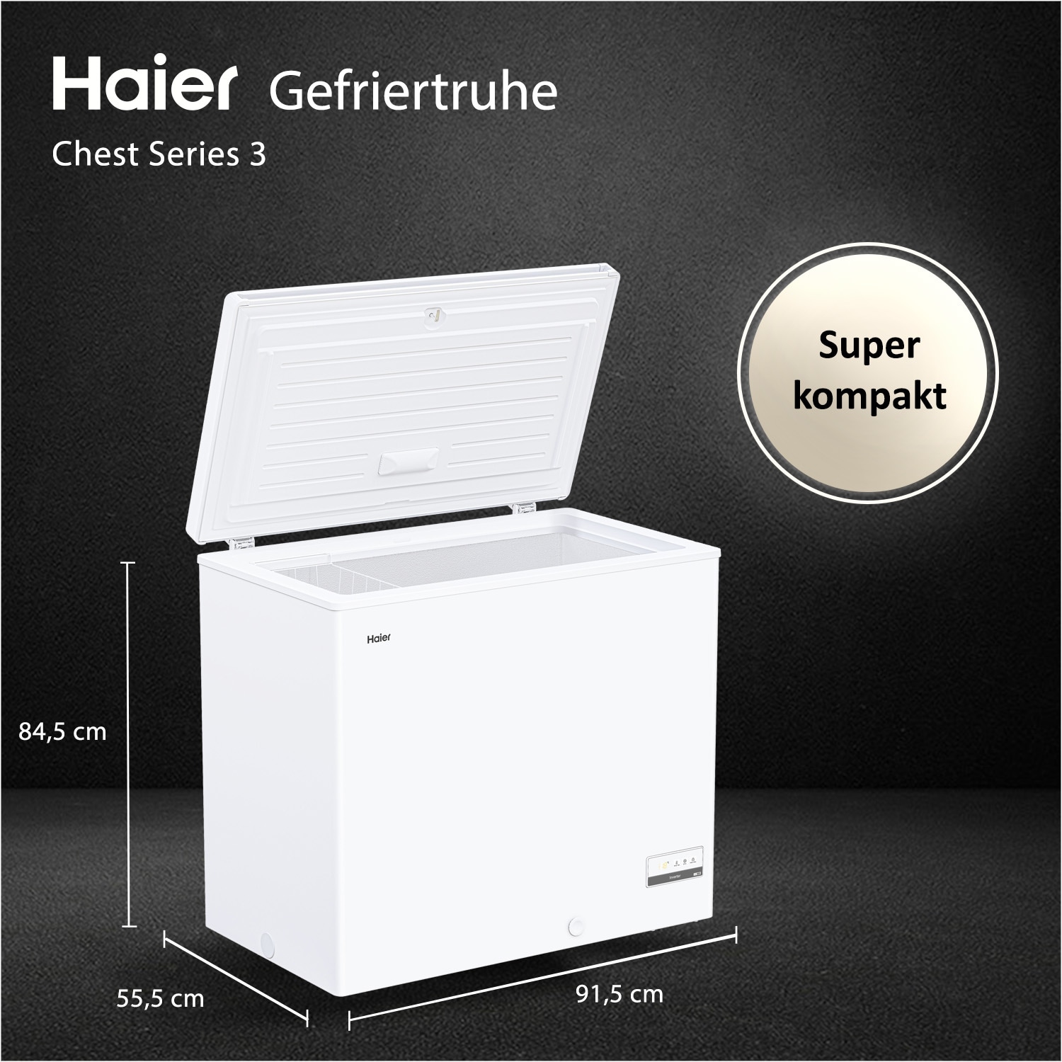 Haier Gefriertruhe »HCE200C« 84,5 cm hoch 91,5 cm breit Kompakte Größe: Flexibel einsetzbar