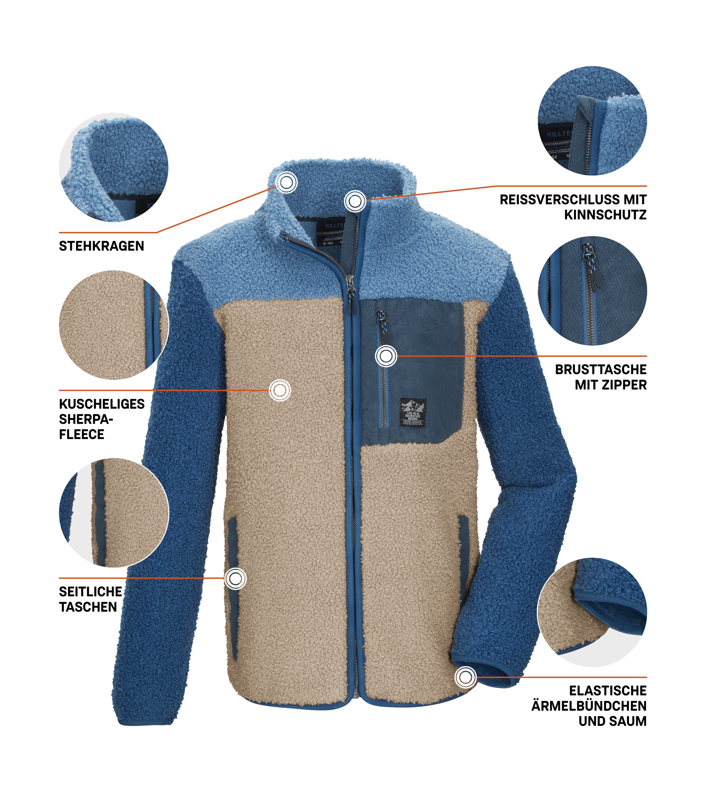 Killtec Fleecejacke »KOW 143 BYS FLC JCKT« Weiche Sherpa Fleecejacke, Kinnschutz, elastische Bündchen