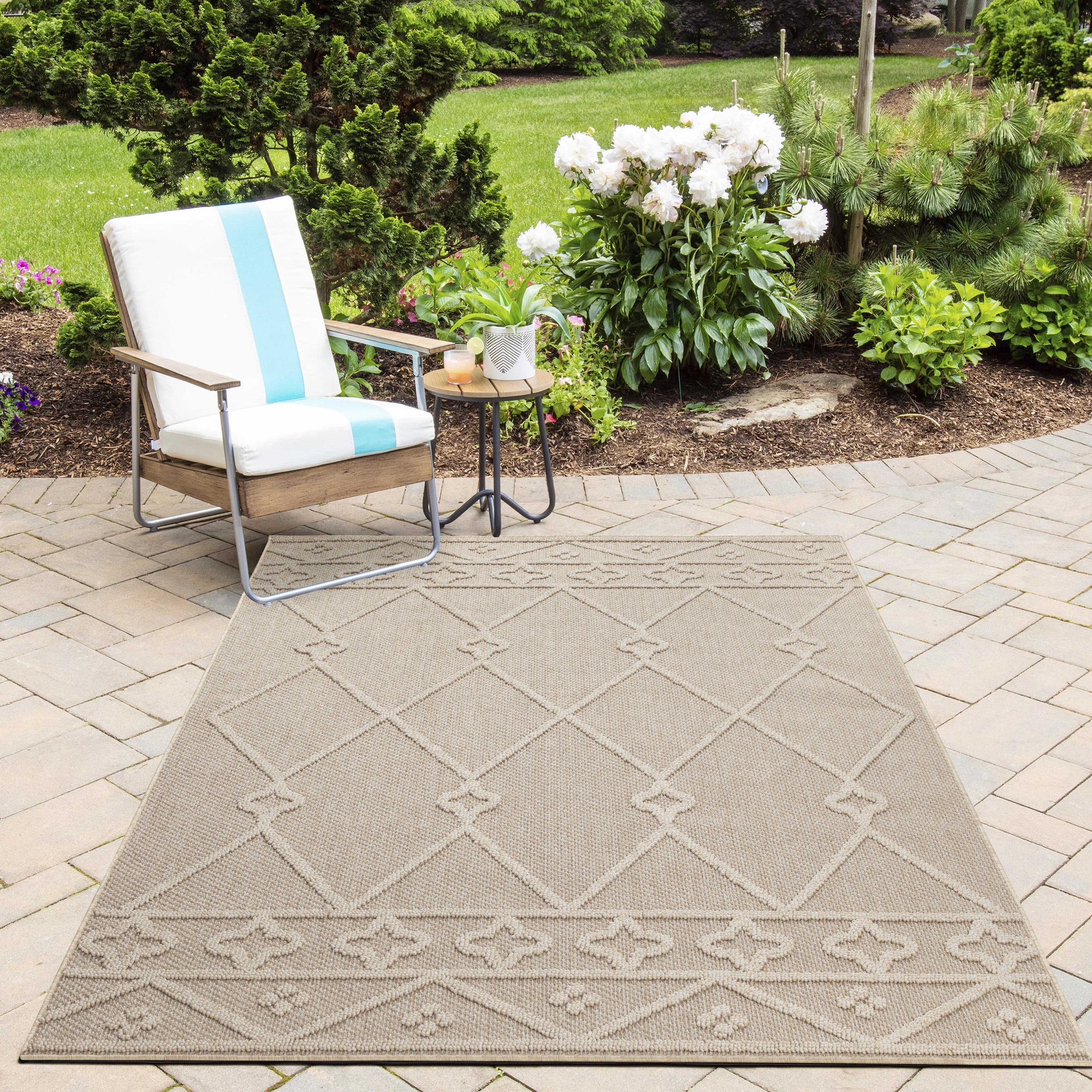 Outdoorteppich AYYILDIZ TEPPICHE "PATARA 4955", beige, B:120cm H:8mm L:170cm, Polypropylen, Teppiche, Outdoorteppich, Läufer / Pflegeleicht / Strapazierfähig / In- und Outdoor geeignet