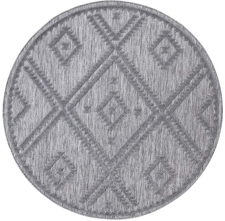 Carpet City Teppich »In-& Outdoorteppich Santorini 454, 3D-Effekt, Raute-Optik«, rund, 5 mm Höhe, Wetterfest & UV-beständig für Terrasse, Balkon, Küche, Flur