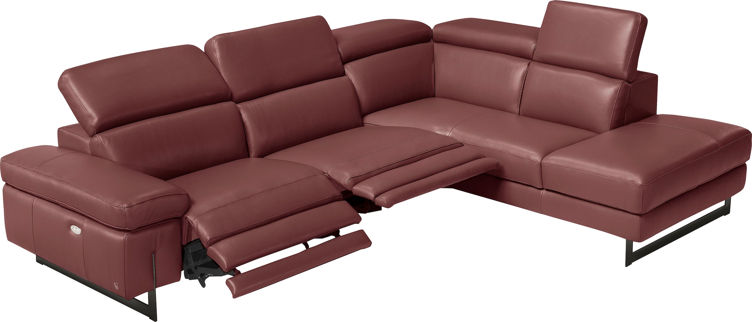 Egoitaliano Ecksofa "Candice, elegant, edel und bequem, erstklassiger Sitzkomfort, L-Form" inkl. 2 elektrischer Relaxfunktionen, Bedienung über Taste an Armlehne