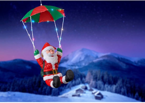 BONETTI LED Dekofigur »Weihnachtsmann mit Fallschirm«, 30 flammig, Weihnachtsdeko aussen