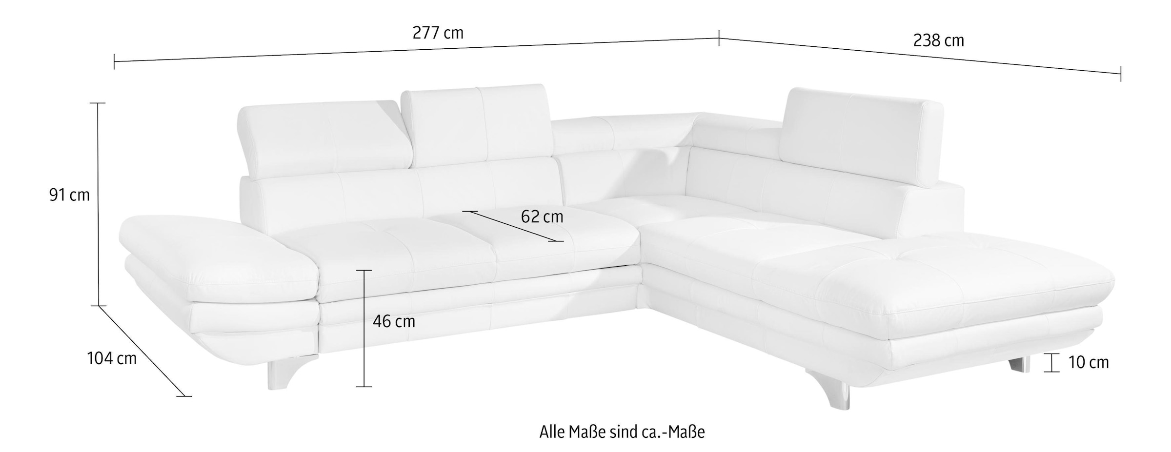 COTTA Ecksofa »Enterprise L-Form«, inklusive Kopfteilverstellung, wahlweise mit Bettfunktion