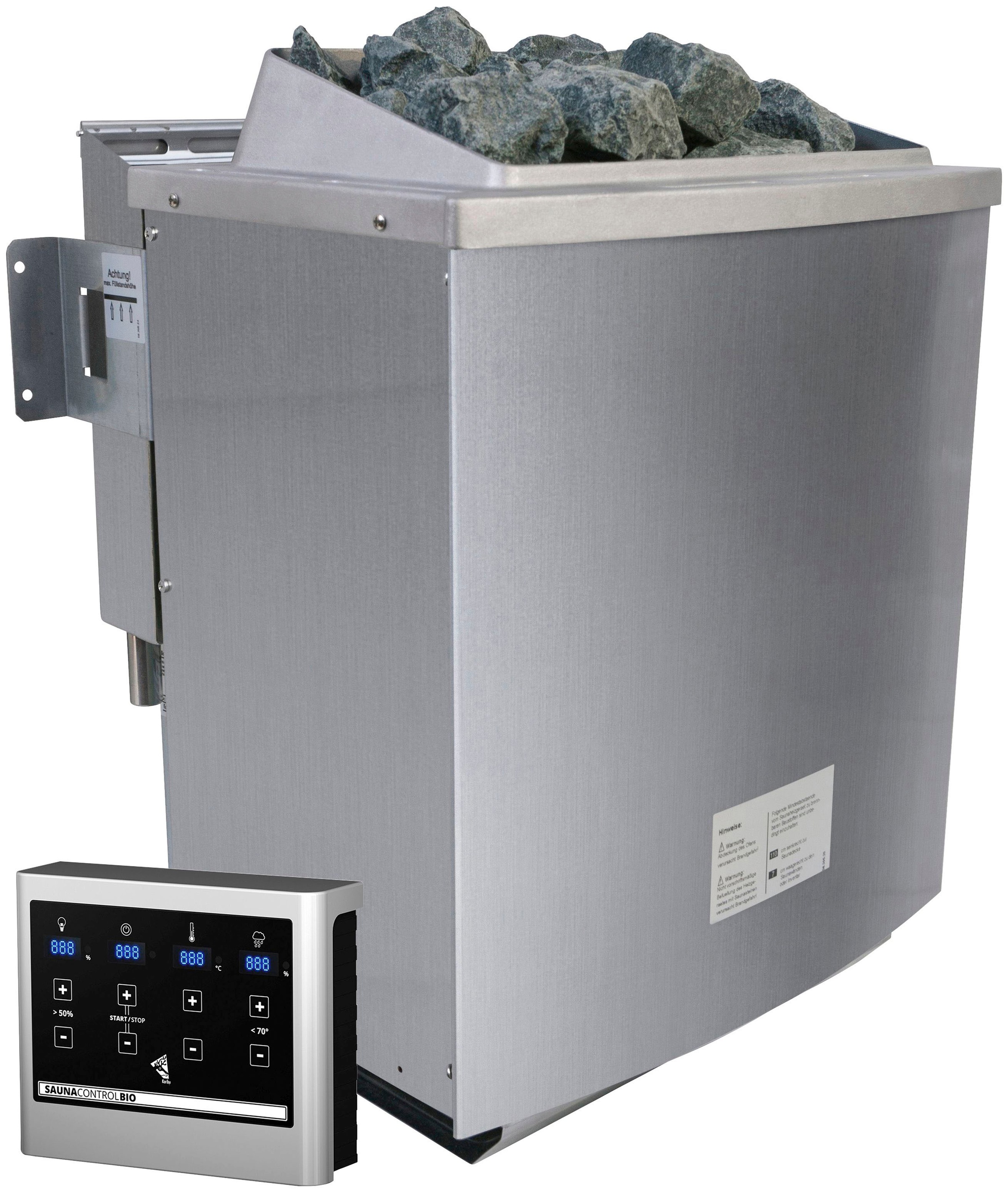 Karibu Sauna »Clara« Set,  Ofen 9 kW Bio externe Strg easy