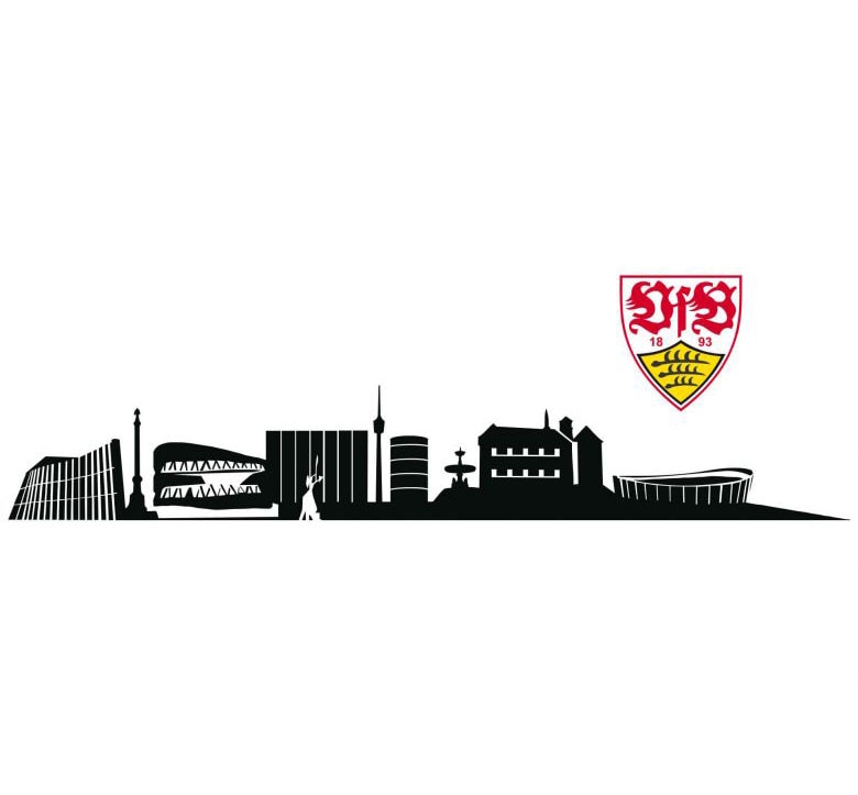 Wall-Art Wandtattoo »VfB Stuttgart Skyline mit Logo«, (1 St.), selbstklebend, entfernbar