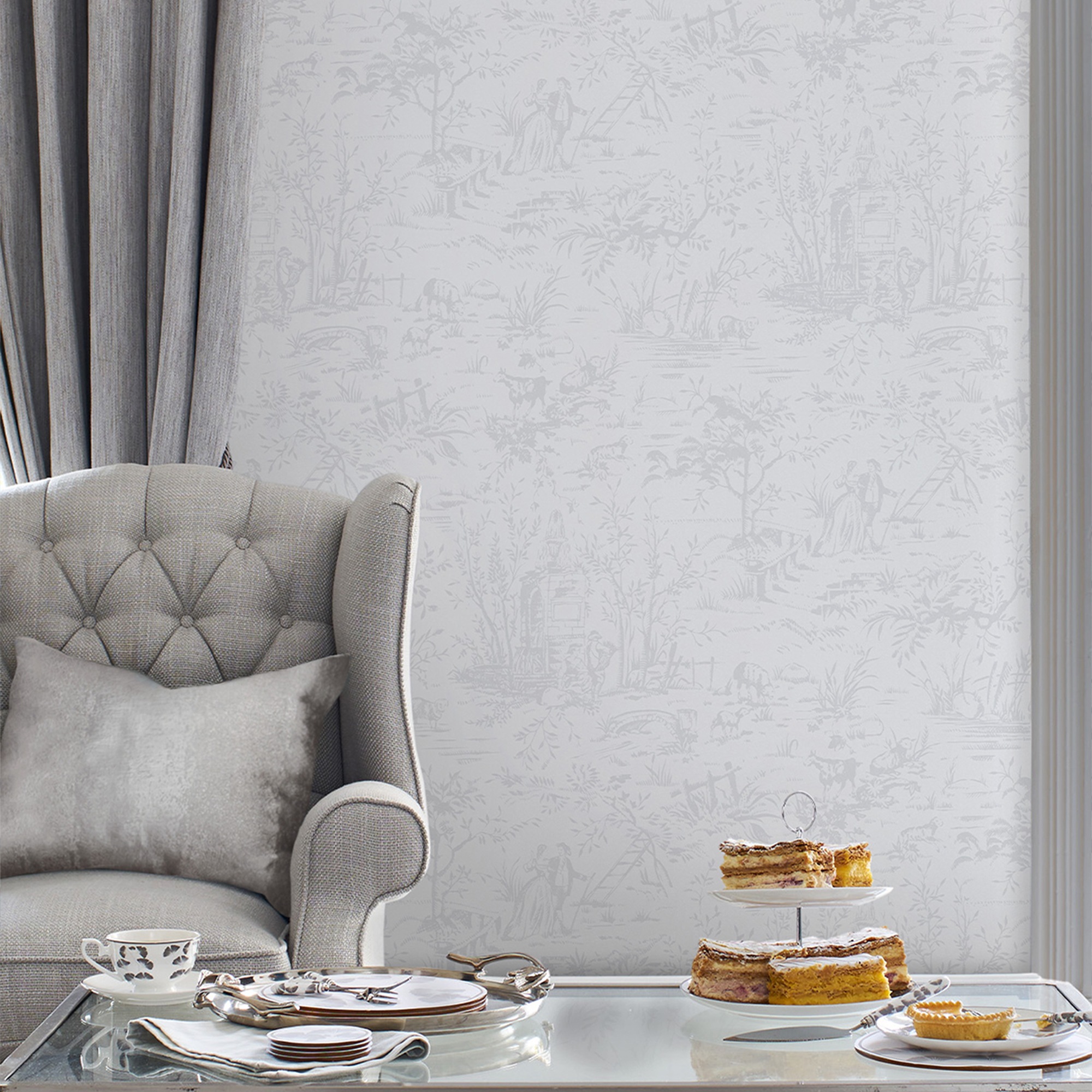 LAURA ASHLEY Vliestapete »Toile de Jouy«, 10mx52cm
