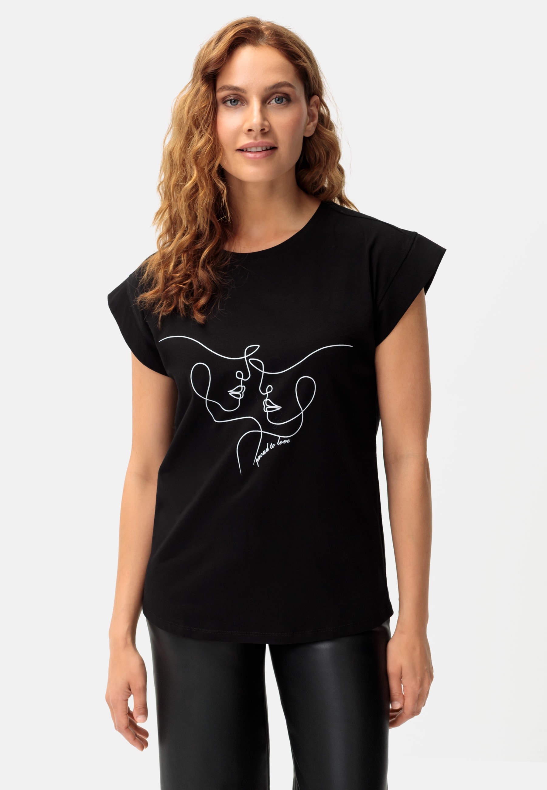 LASCANA Kurzarmshirt, mit Frontdruck, T-Shirt aus Baumwolle, Printshirt, Ba günstig online kaufen