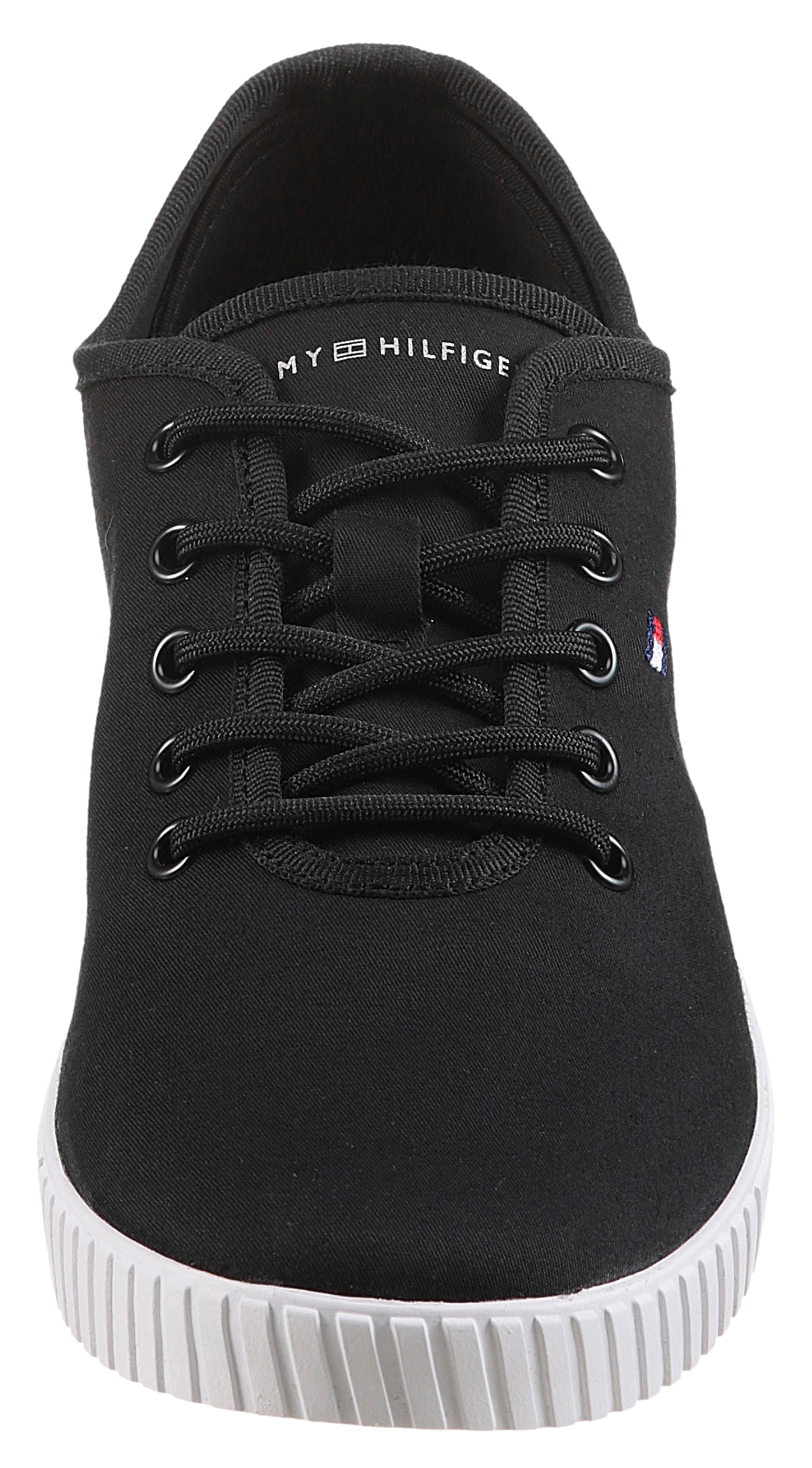 Tommy Hilfiger Sneaker »CANVAS LACE UP SNEAKER«, Freizeitschuh, Halbschuh, Schnürschuh mit gestickter Logoflagge