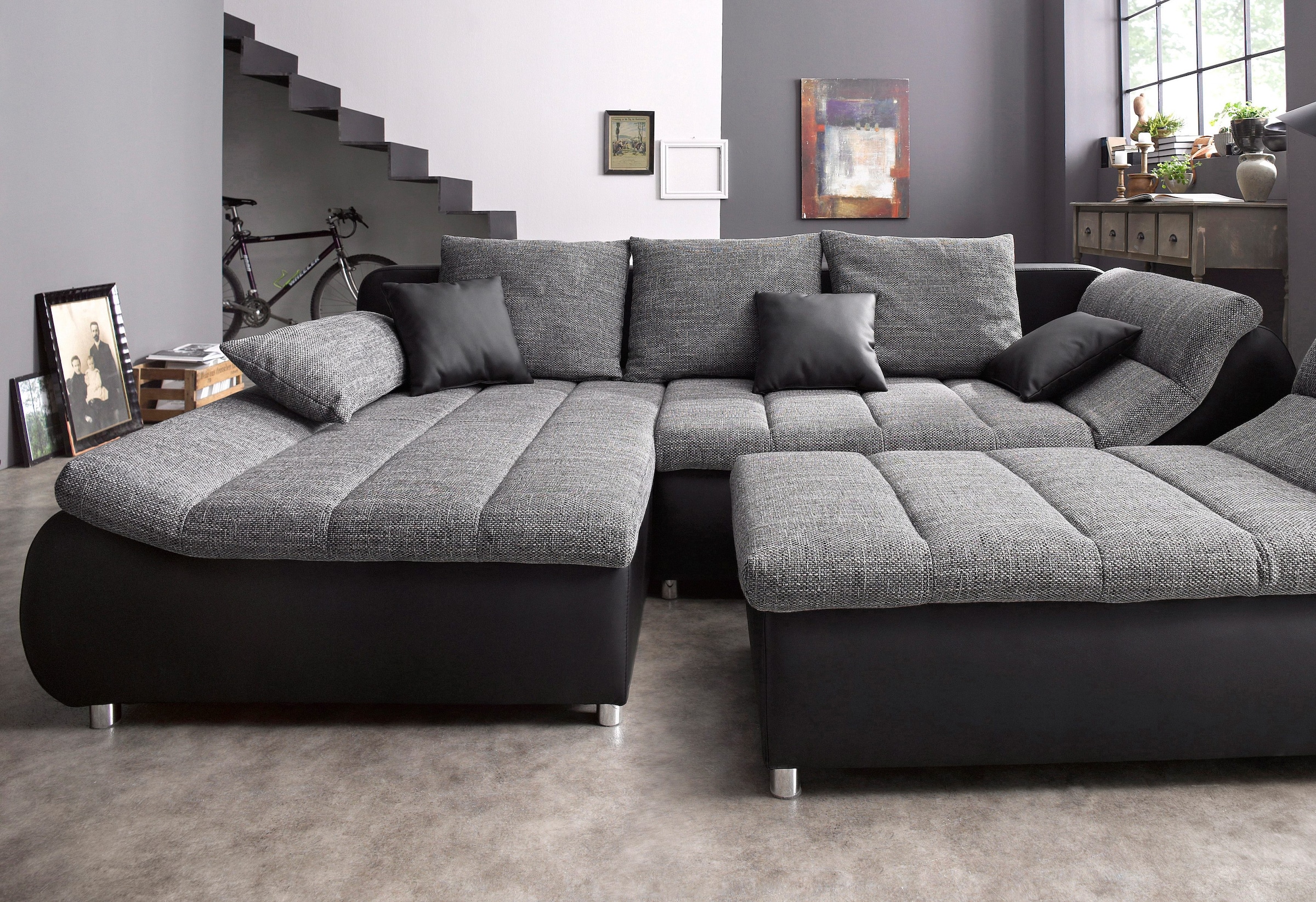 INOSIGN Ecksofa »Imola bequem, aktuelle Steppung im Sitz, L-Form, Breite 270cm«, wahlweise mit Bettfunktion