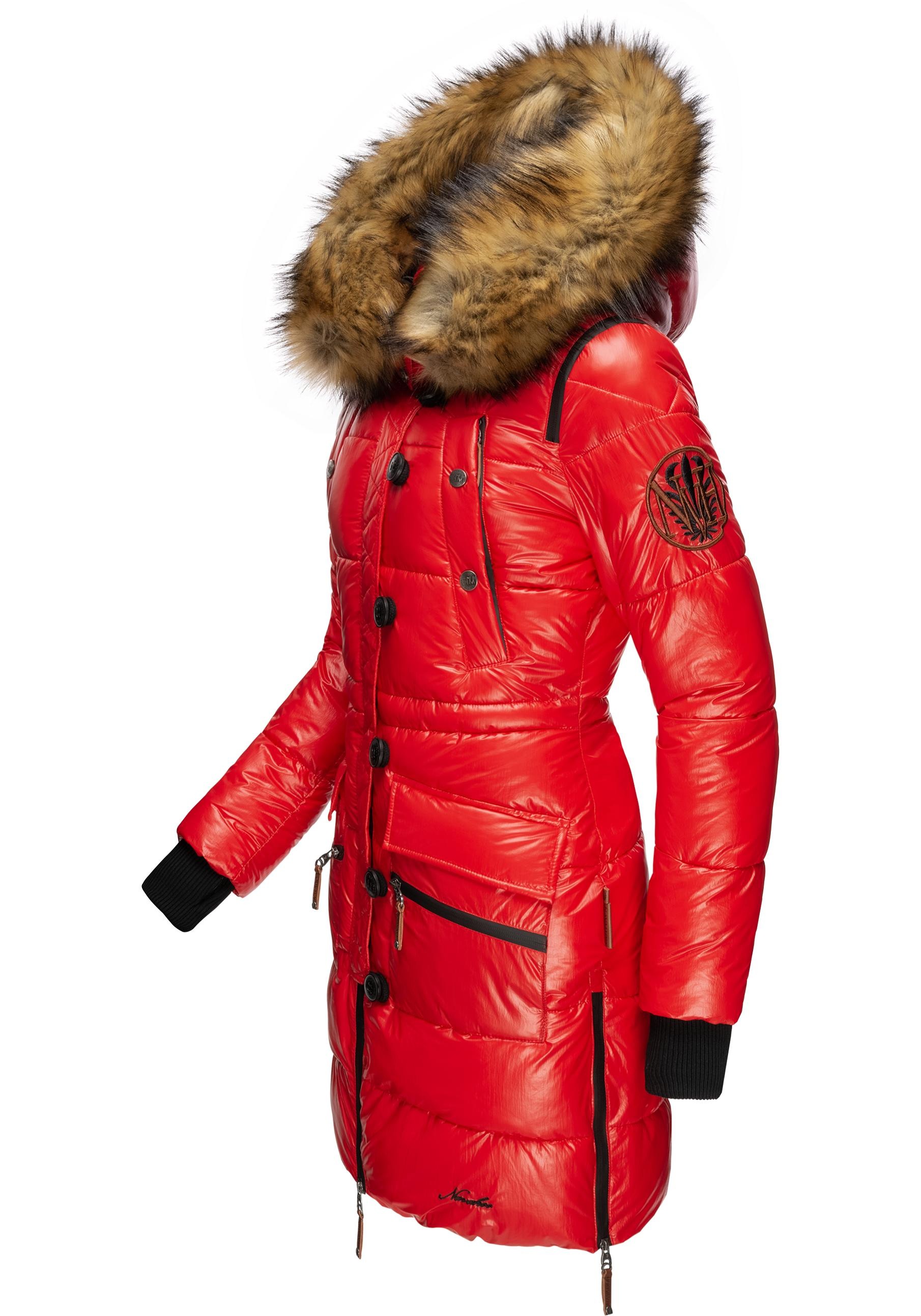 Navahoo Wintermantel »Zuckerle«, modischer Damen Steppmantel m. abnehmb. Kunstfell