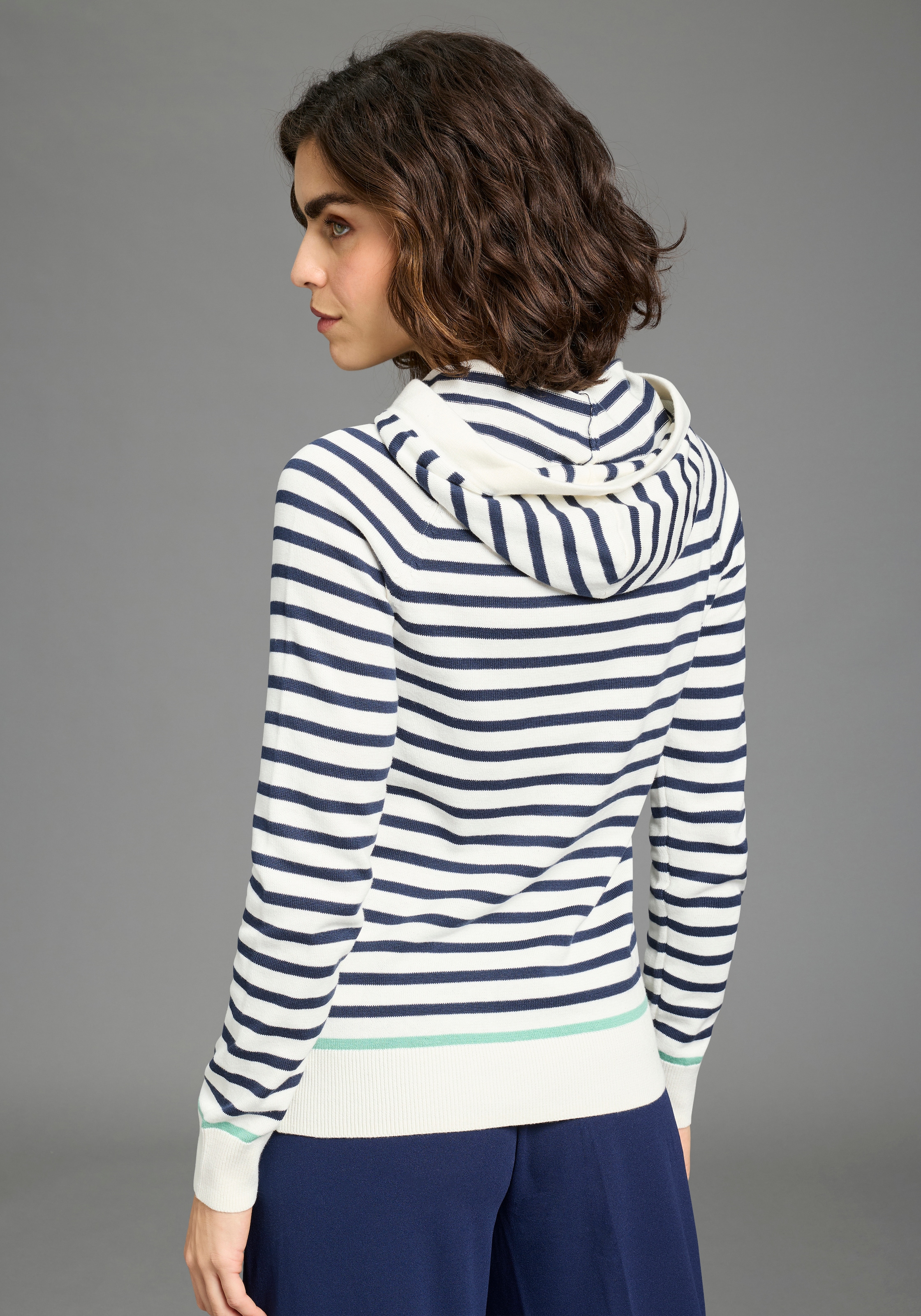 Laura Scott Kapuzenpullover leichter Übergangspullover mit modernen Streife günstig online kaufen