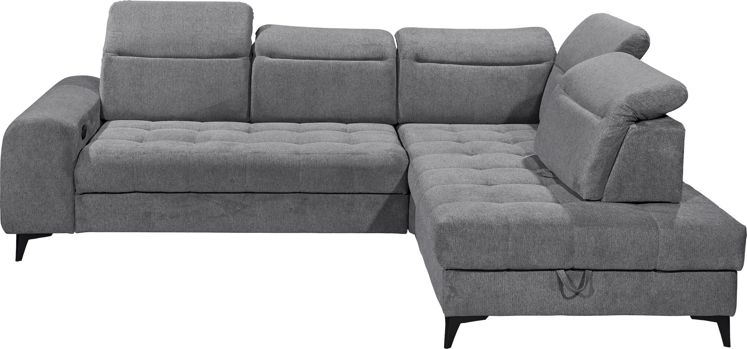 ED EXCITING DESIGN Ecksofa »Rockdale L-Form mit Bettfunktion, Bettkasten«, Kopfteilverstellung, Sitztiefenverstellung & USB-Port