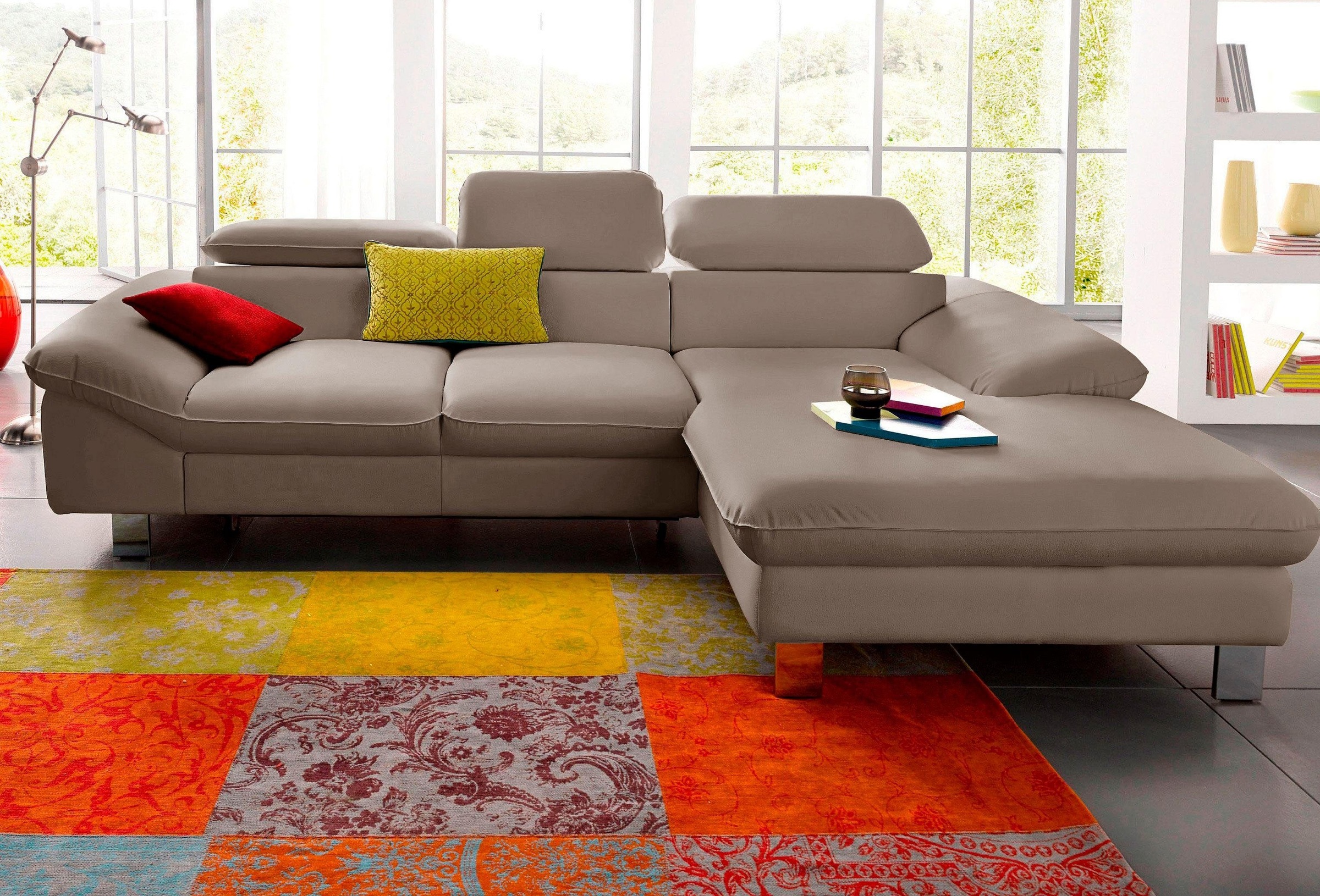 COTTA Polstergarnitur »Driver L-Form«, (Set), Set bestehend aus: Ecksofa mit Kopfteilverstellung & Hocker