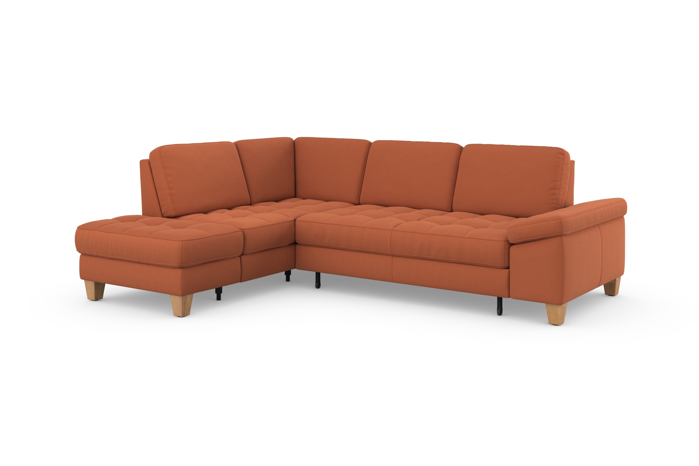 Ecksofa SIT & MORE "Westham L-Form", orange (terra), B:261cm H:88cm T:179cm, 90% Polyester 10%Polyamid, Sofas, Ecksofa, mit Ottomane, mit oder ohne Bettfunktion, Bettkasten, Verstellung 9