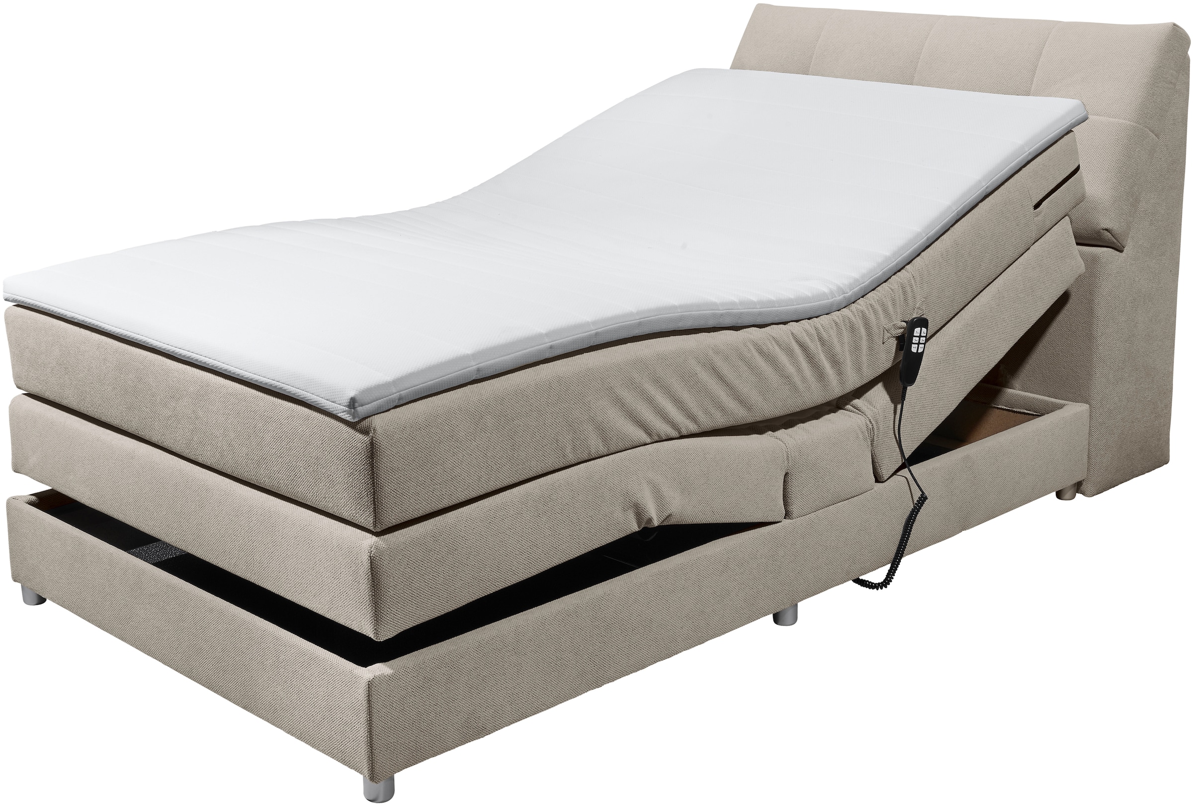 ED EXCITING DESIGN Boxspringbett »Toulouse«, inkl. Motor, inkl. Stauraum im Kopfteil