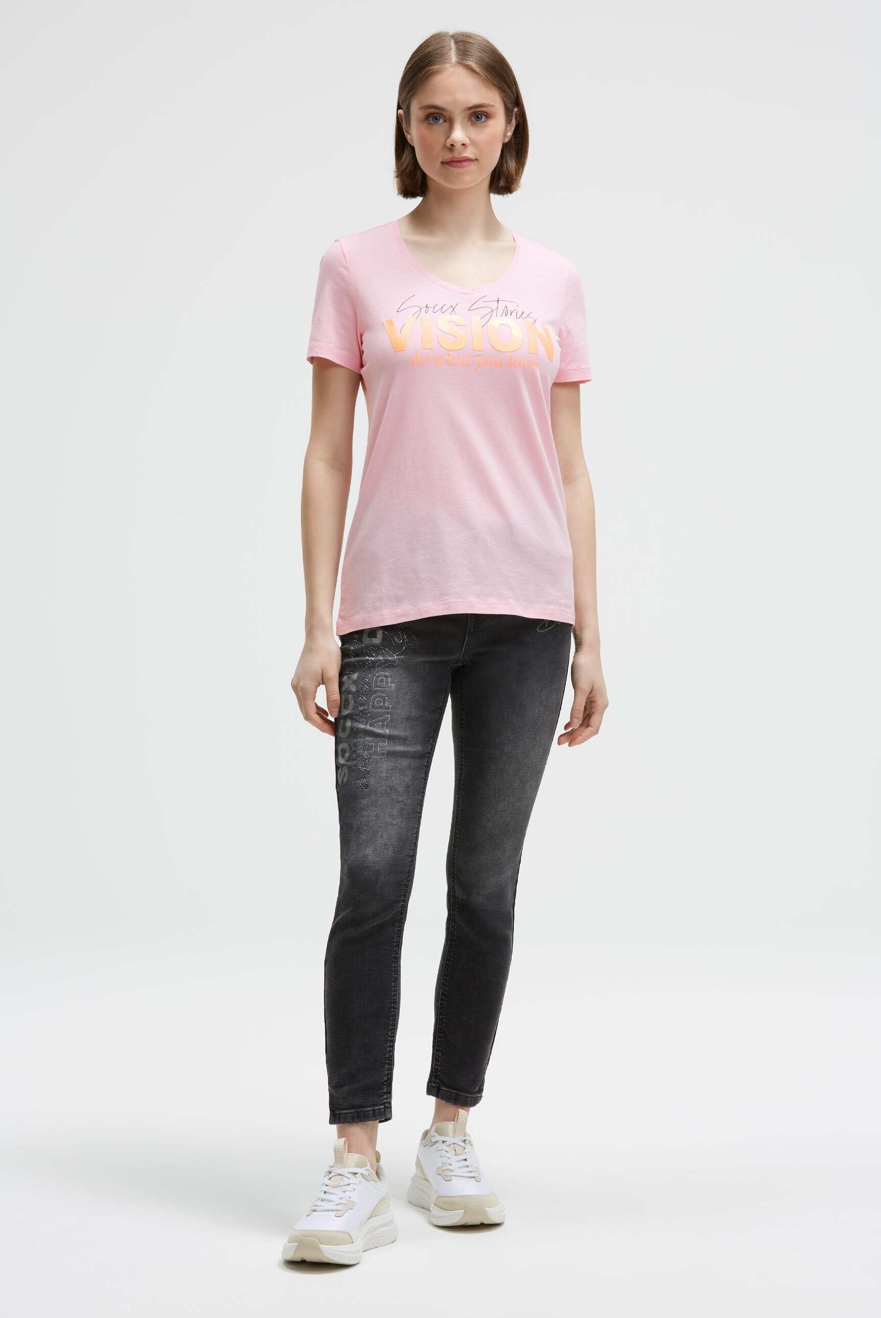 SOCCX V-Shirt aus Baumwolle