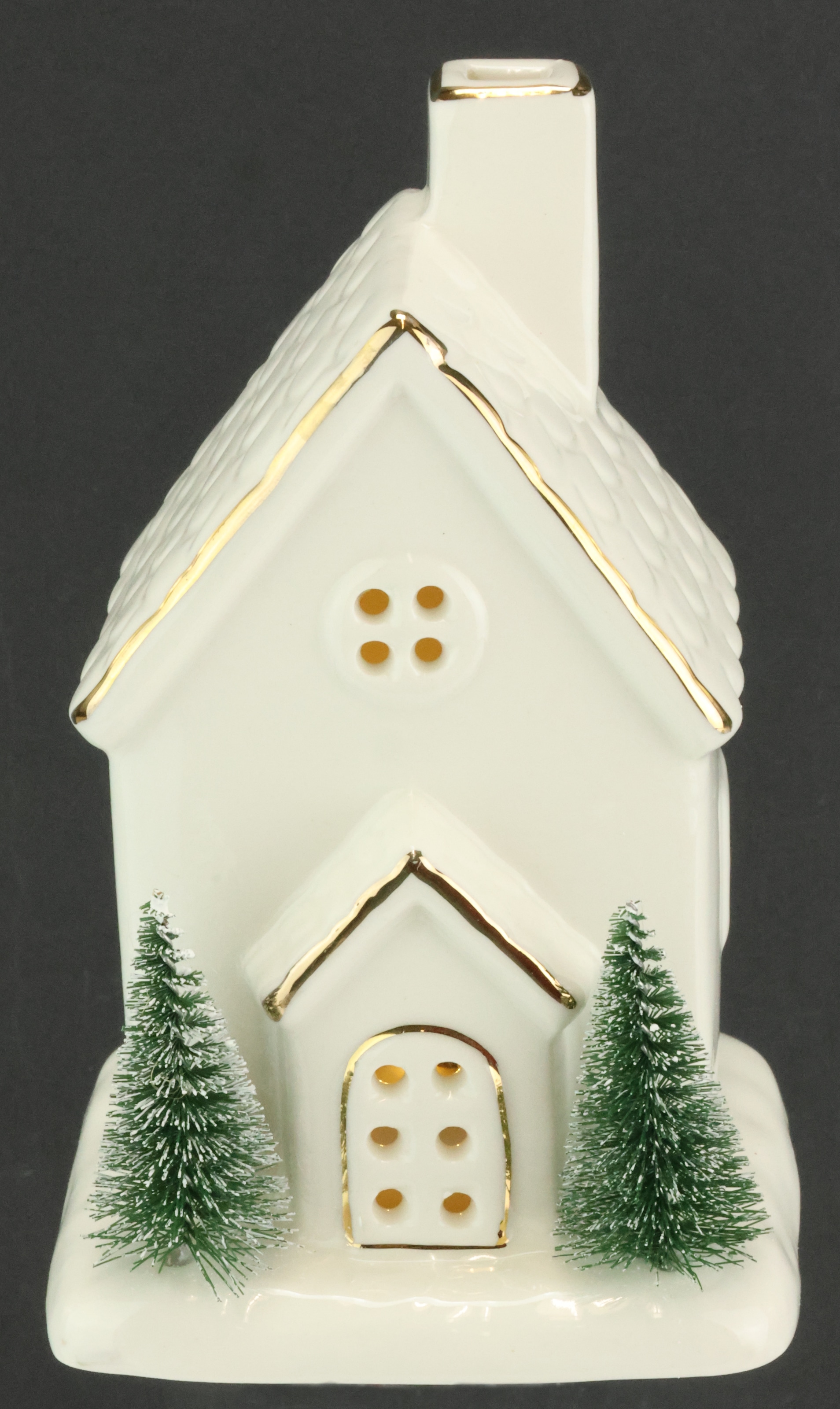 I.GE.A. LED-Dekofigur »LED-Haus« Dekoobjekt LED batteriebetrieben Weiß Gold Weihnachtsdeko