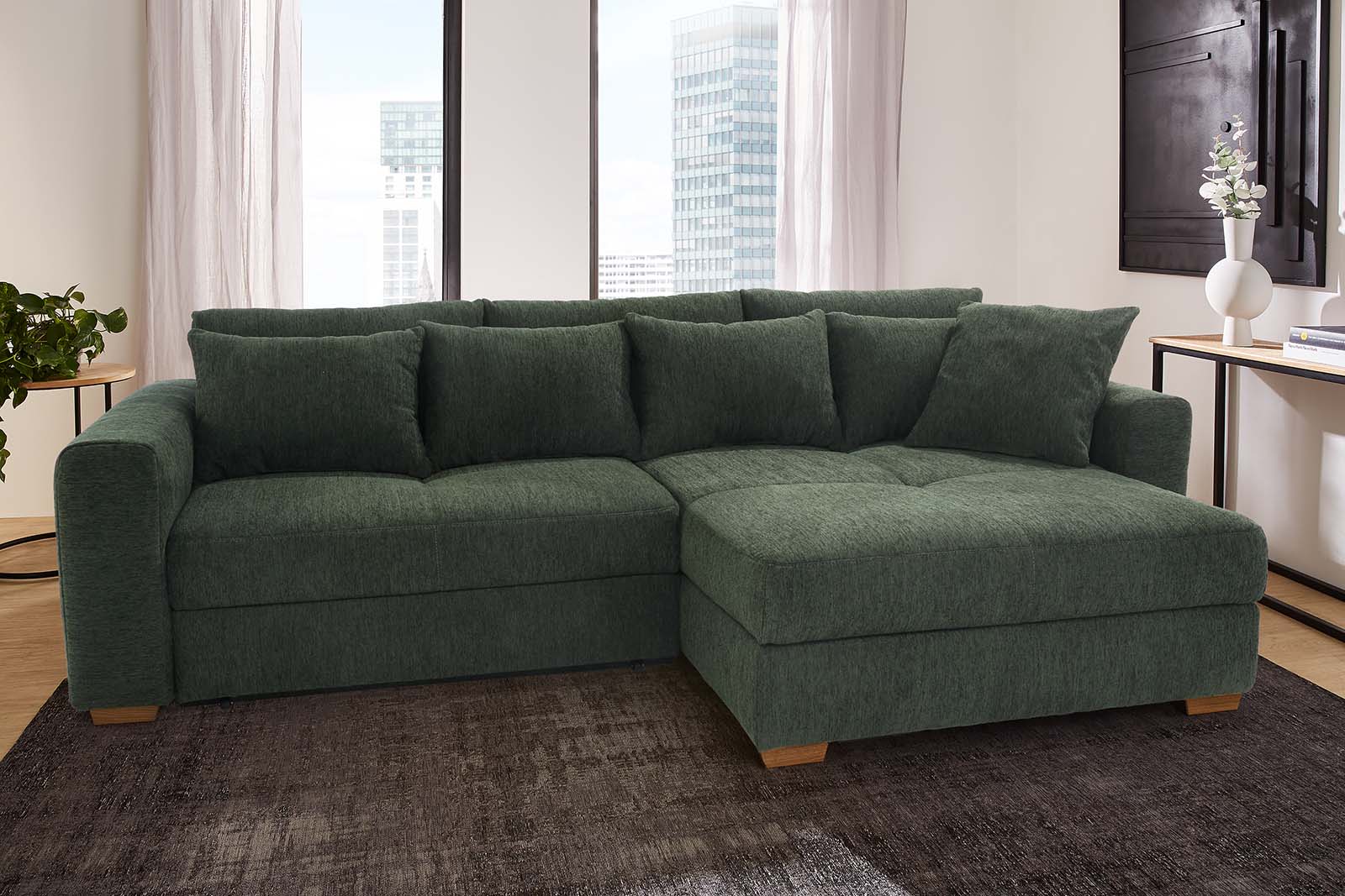 Jockenhöfer Gruppe "Kampen L-Form, B: 288 cm, Liegefl. 153x245 cm" mit Schlaffunktion, Bettkasten & Zierkissen, Federkern