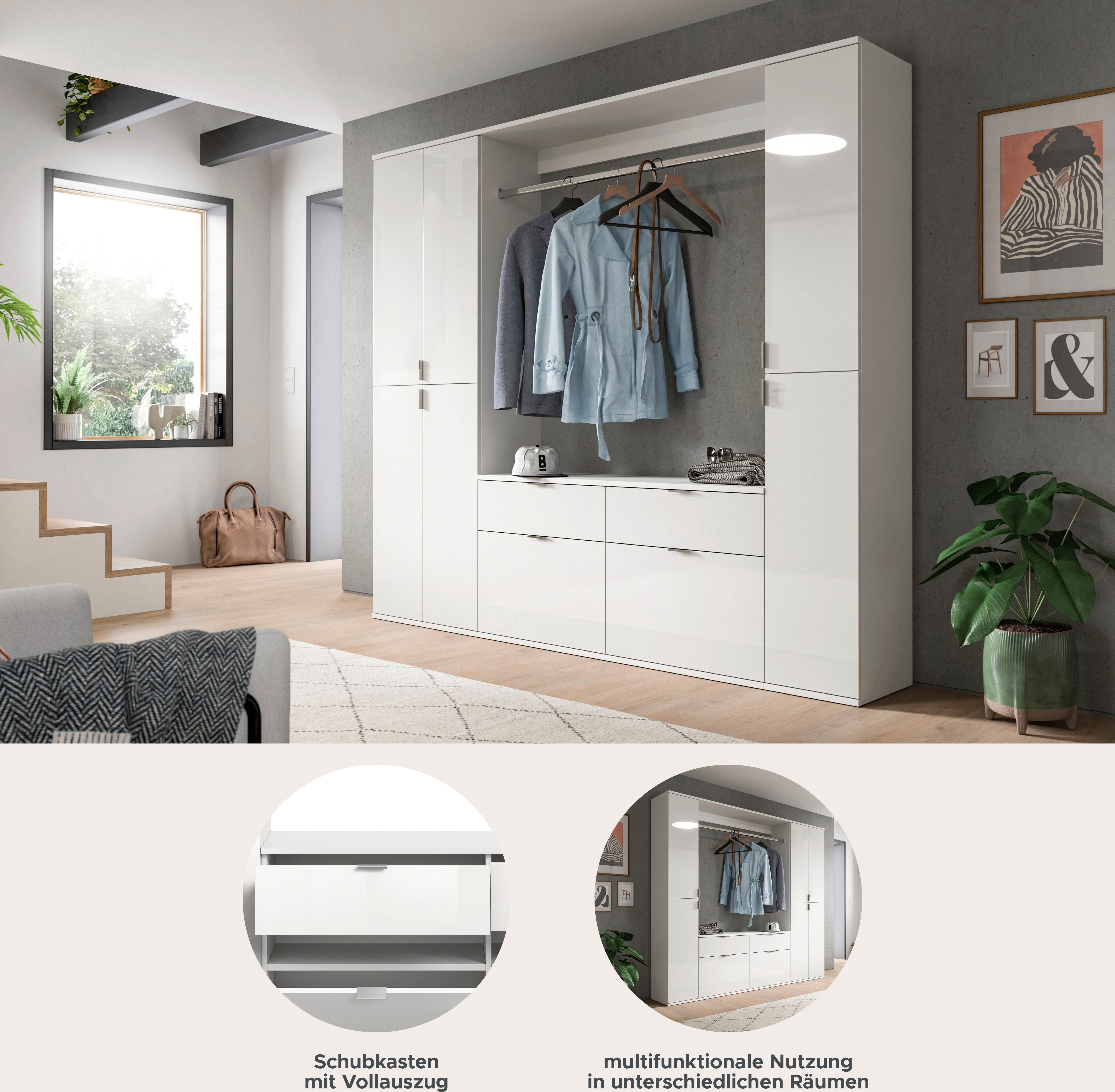 Thumbnail - Home affaire Garderoben-Set "Trondheim, Breite 212 cm, 5-teilig, bestehend aus:" Set, 4 Stk. tlg.