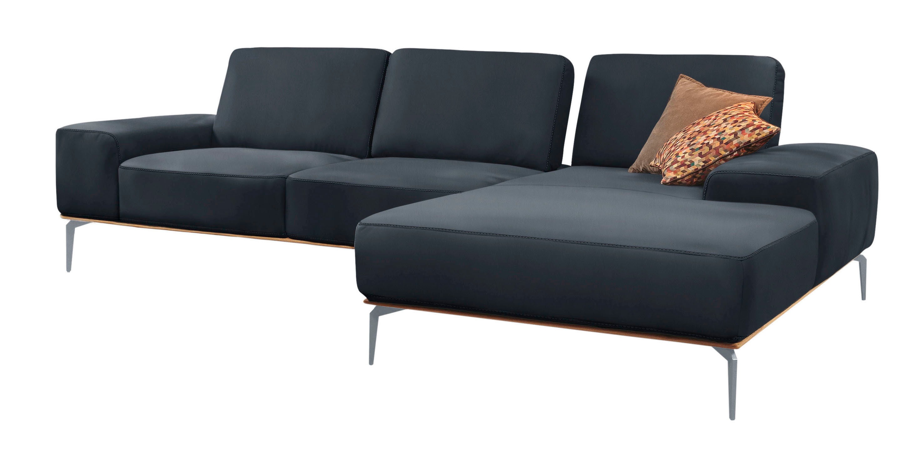 Thumbnail - W.SCHILLIG Ecksofa "run, Designsofa mit tollem Sitzkomfort, bequem, L-Form", mit elegantem Holzsockel, Füße in Silber ma...