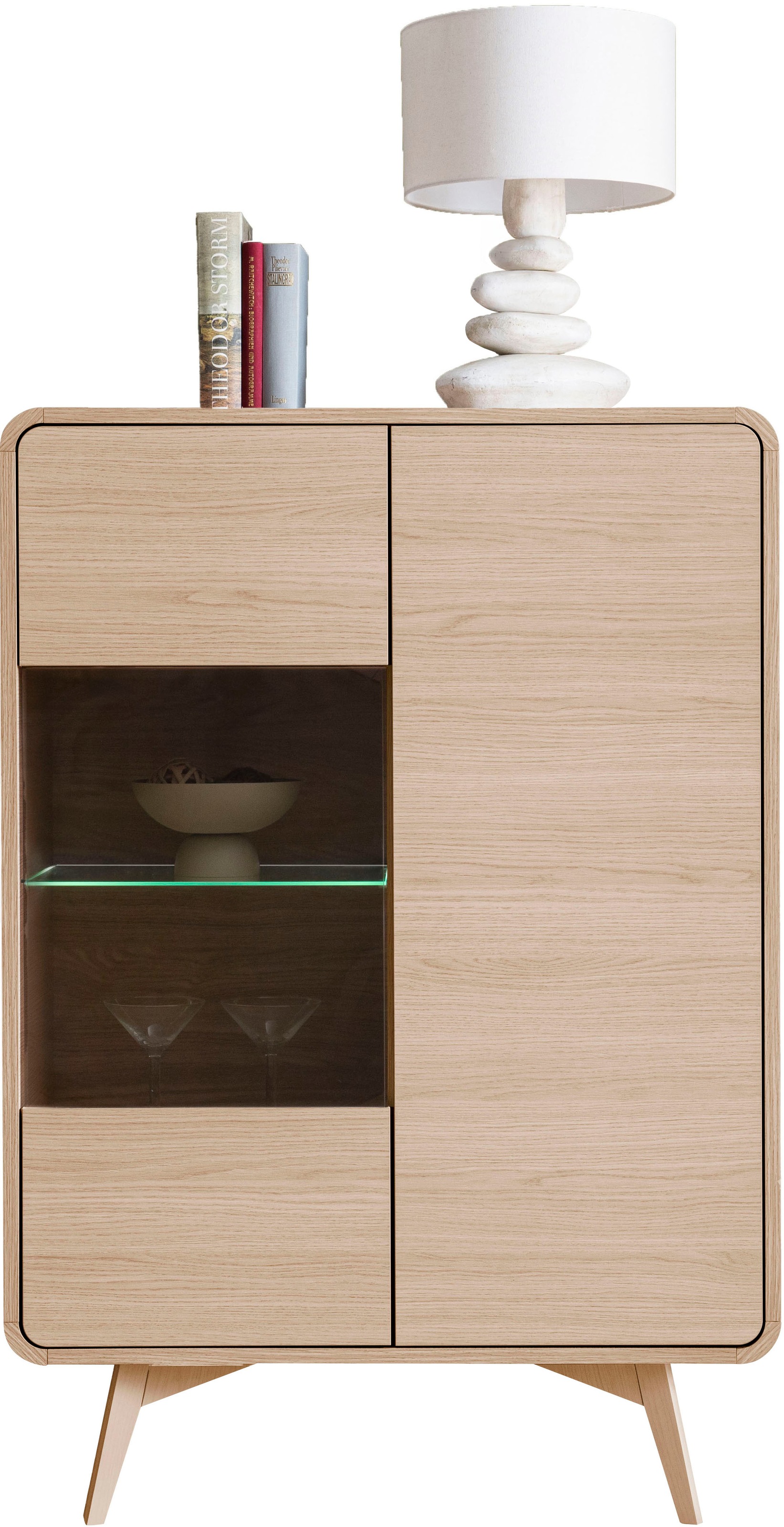 Home affaire Vitrine »Torsby, moderne Glasvitrine, Stauraumelement, Schrank« abgerundete Ecken, ausreichend Stauraum, vielseitig einsetzbar