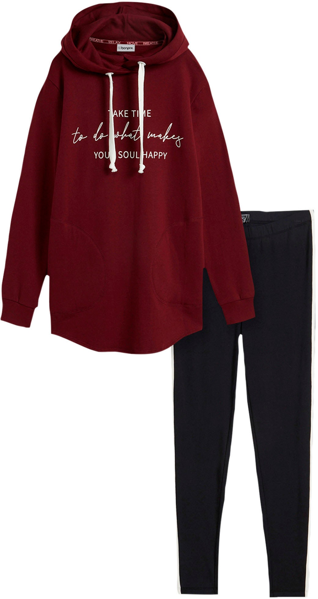 bonprix Jogginganzug »Jogginganzug mit Long-Sweatshirt und Leggings (2-teilig)« zweiteiliges Set, extra langes Sweatshirt, knöchelfreie Leggings