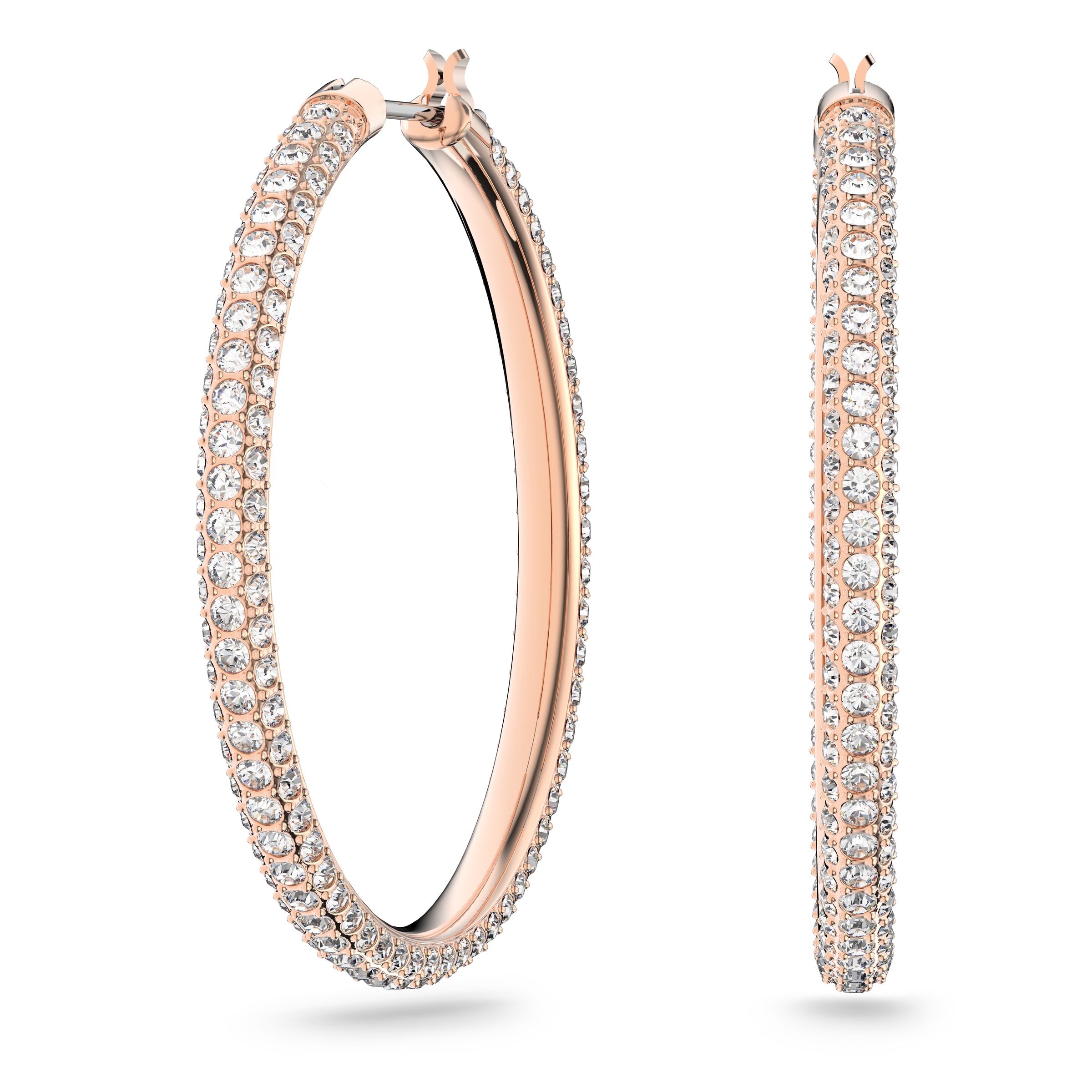 Paar Creolen SWAROVSKI "Dextera Round", rosa (roségoldfarben, silberfarben, champagner), Ohrringe, Damen, Metall, mit Swarovski Kristall 3