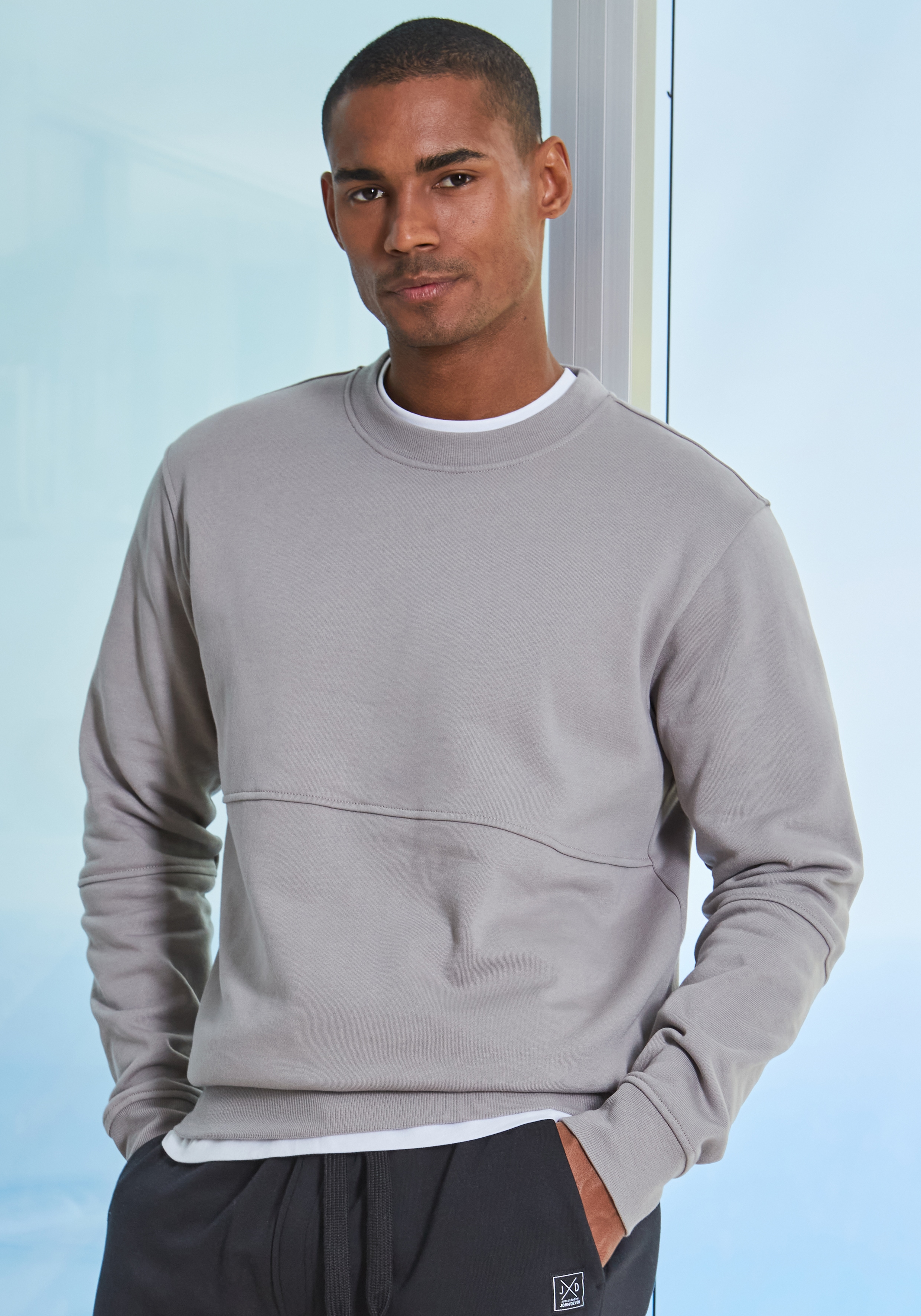 John Devin Sweatshirt "- Pullover mit modischen Teilungsnähten", Langarm, Sweatshirt mit Rundhals, Baumwollmischung