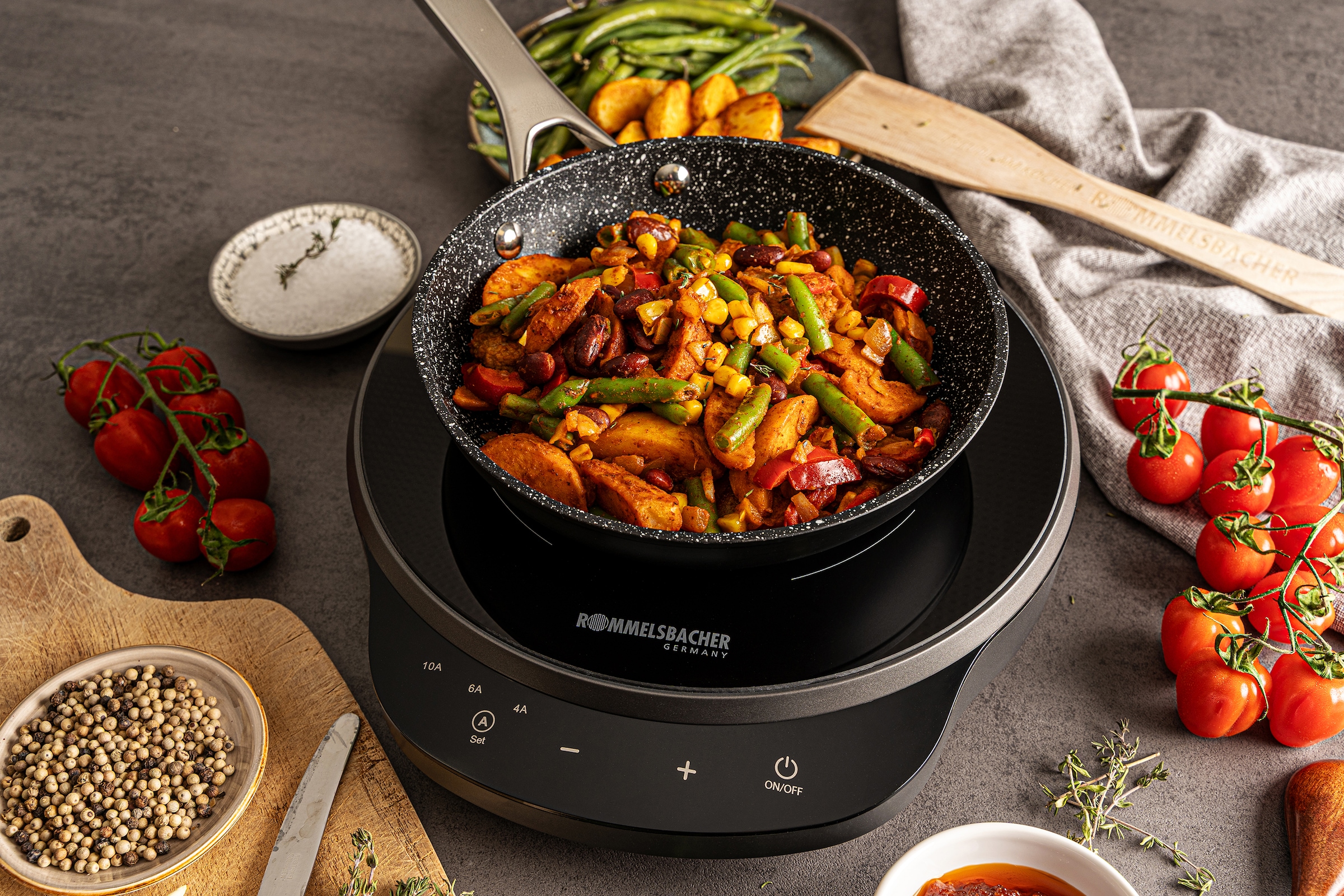 Rommelsbacher Einzel-Induktionskochplatte »CTA 1800/IN Induktion - für bedarfsgerechte Strom-/Leistungsbegrenzung« POWER Switch: bedarfsgerechte Strom-/Leistungsbegrenzung