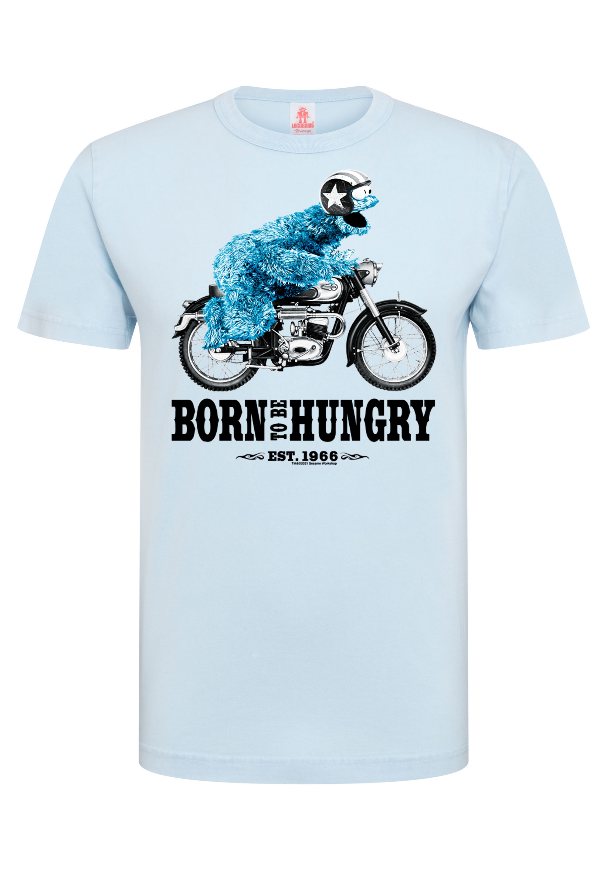 LOGOSHIRT T-Shirt »Sesamstrasse - Krümelmonster Motorrad«, mit lizenziertem Print