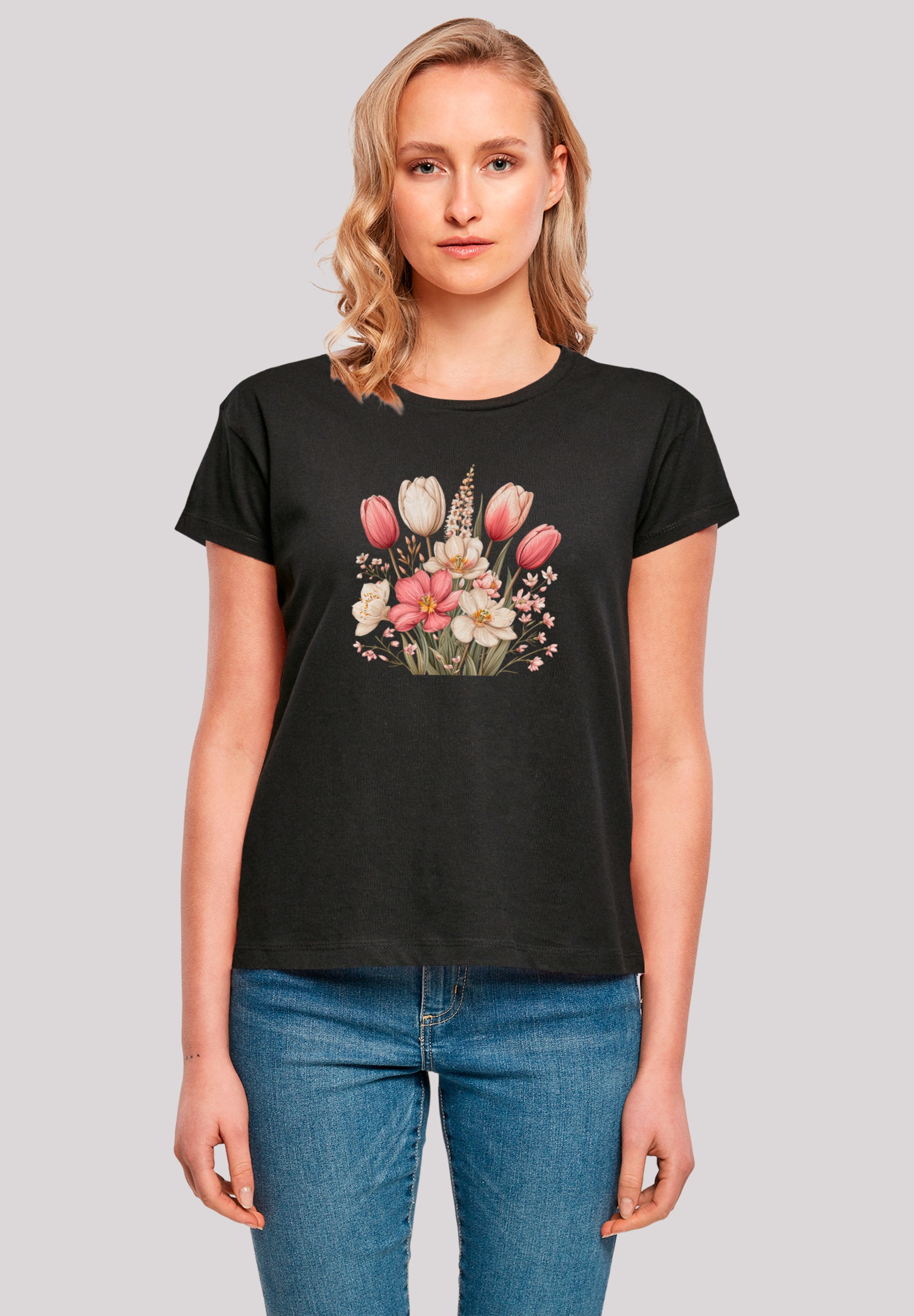 F4NT4STIC T-Shirt "Rosa weißer Frühlingsblumenstrauß", Premium Qualität günstig online kaufen