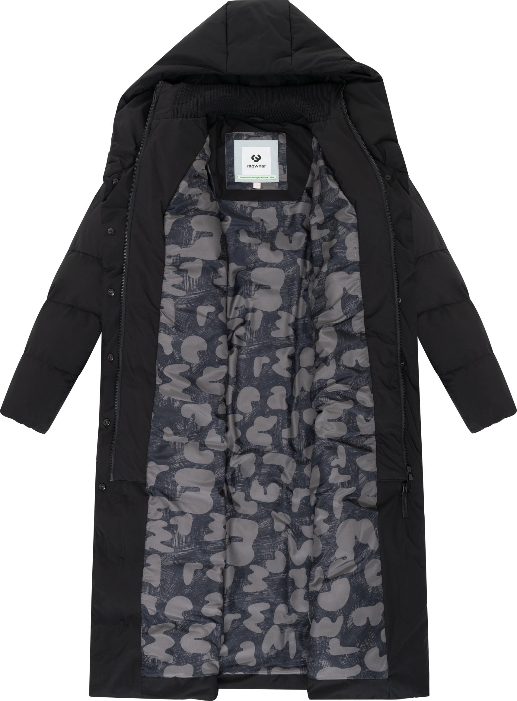 Ragwear Steppmantel »Niani Long«, Langer warmer Wintermantel mit Bindegürtel