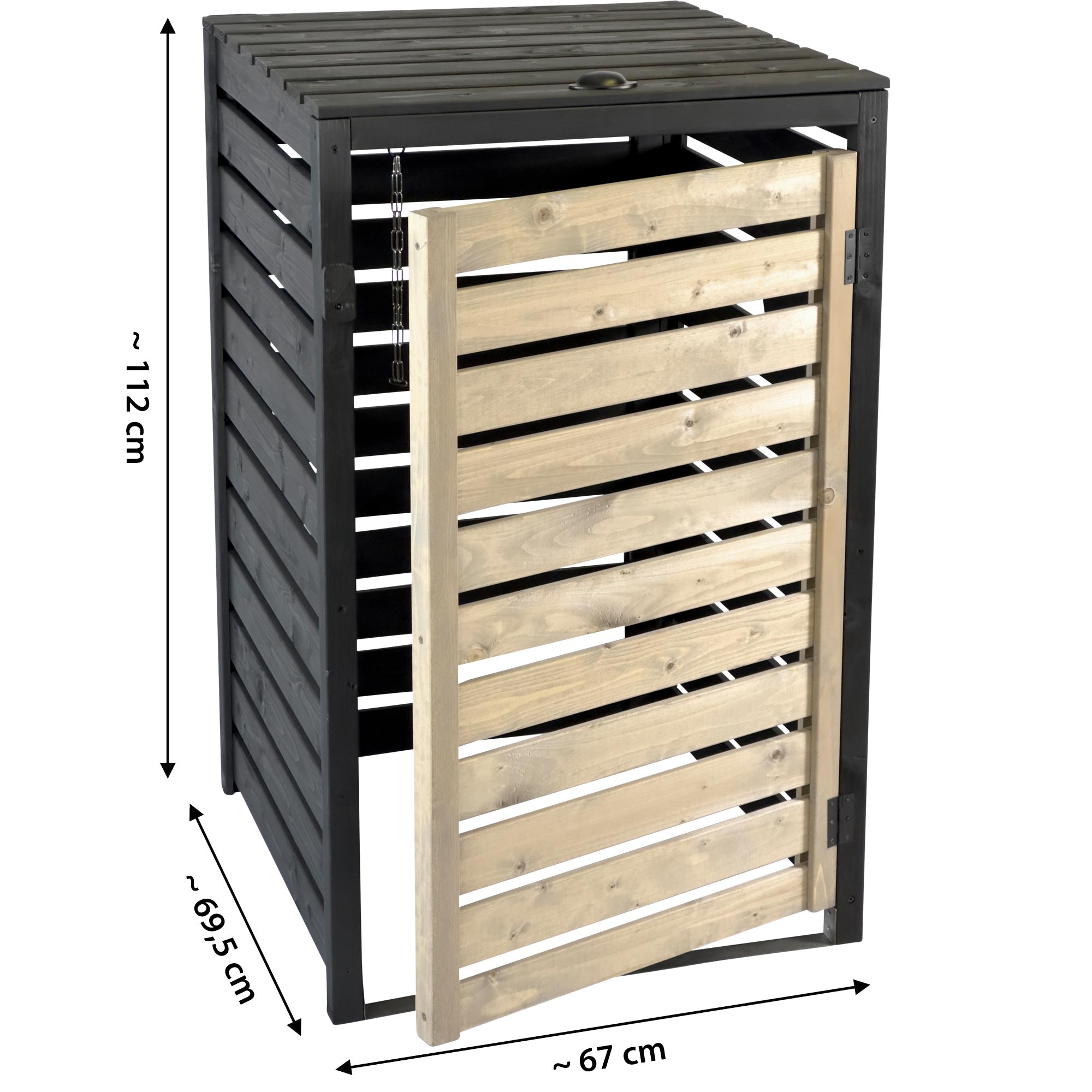 dobar Mülltonnenbox »Mülltonnenverkleidung 120 L, schwarz-anthrazit« aus robustem lasiertem Fichtenholz