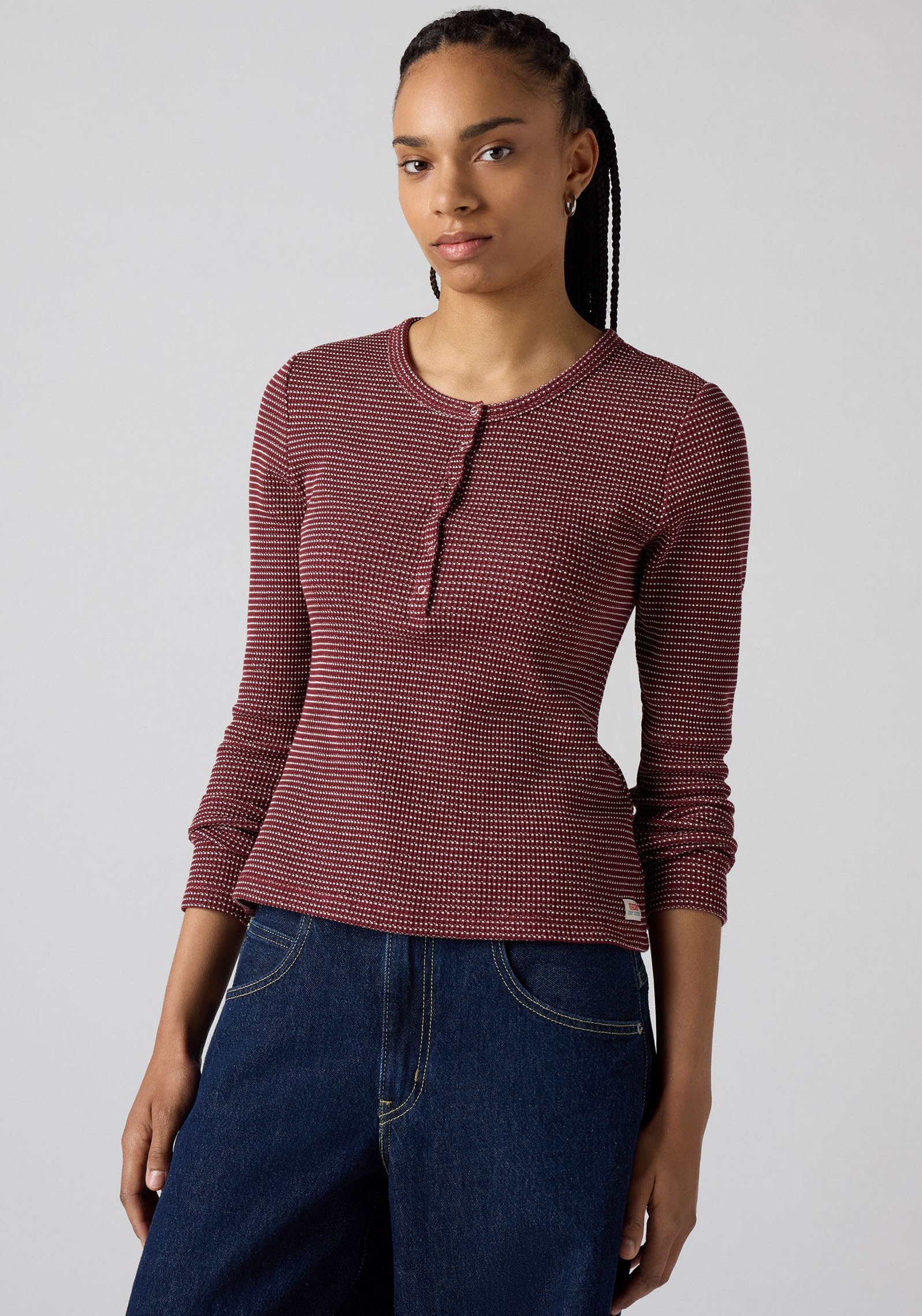 Levis Langarmshirt "DRY GOODS HENLEY" Mit Waffelstruktur- Muster günstig online kaufen