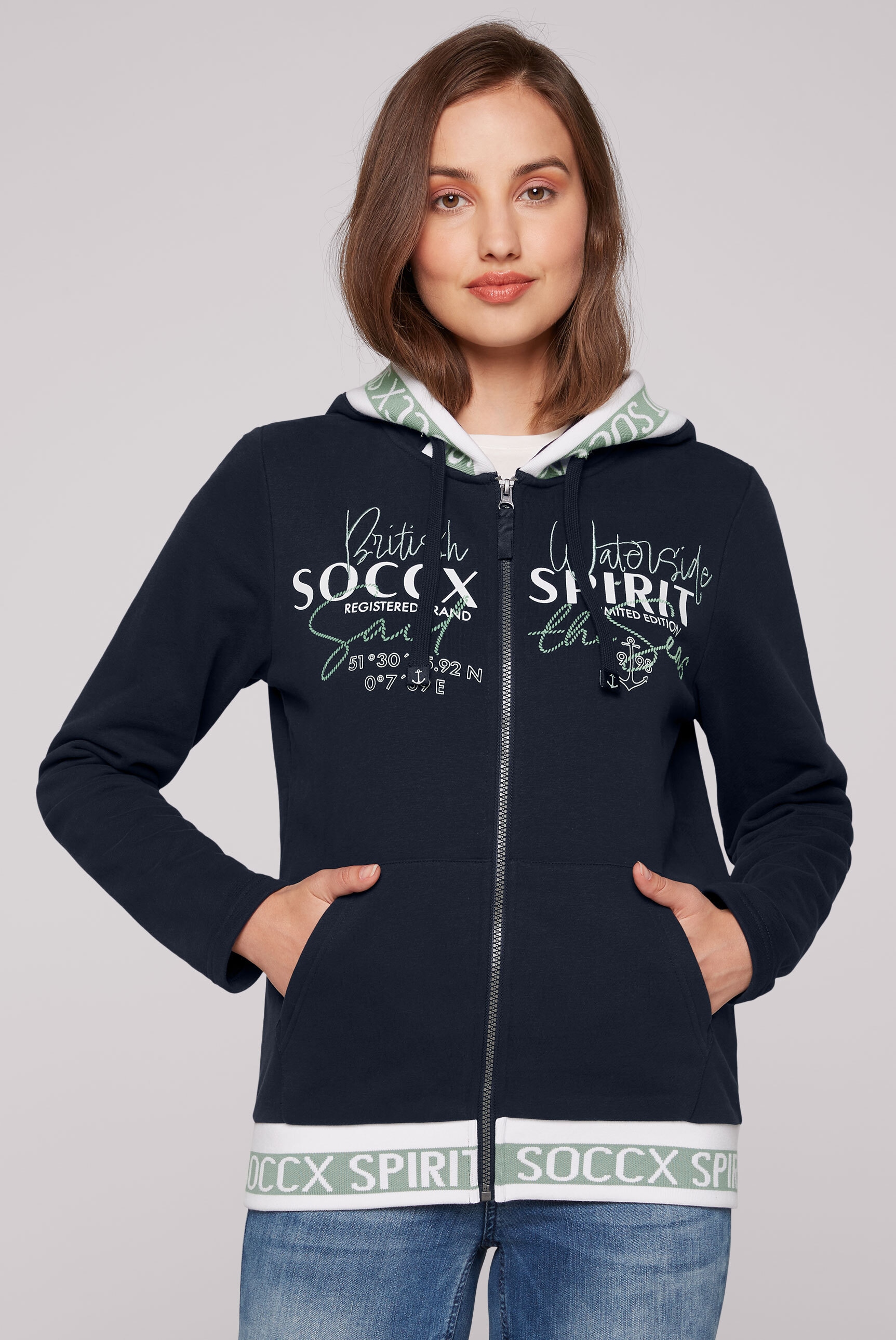 SOCCX Kapuzensweatjacke, mit Baumwolle