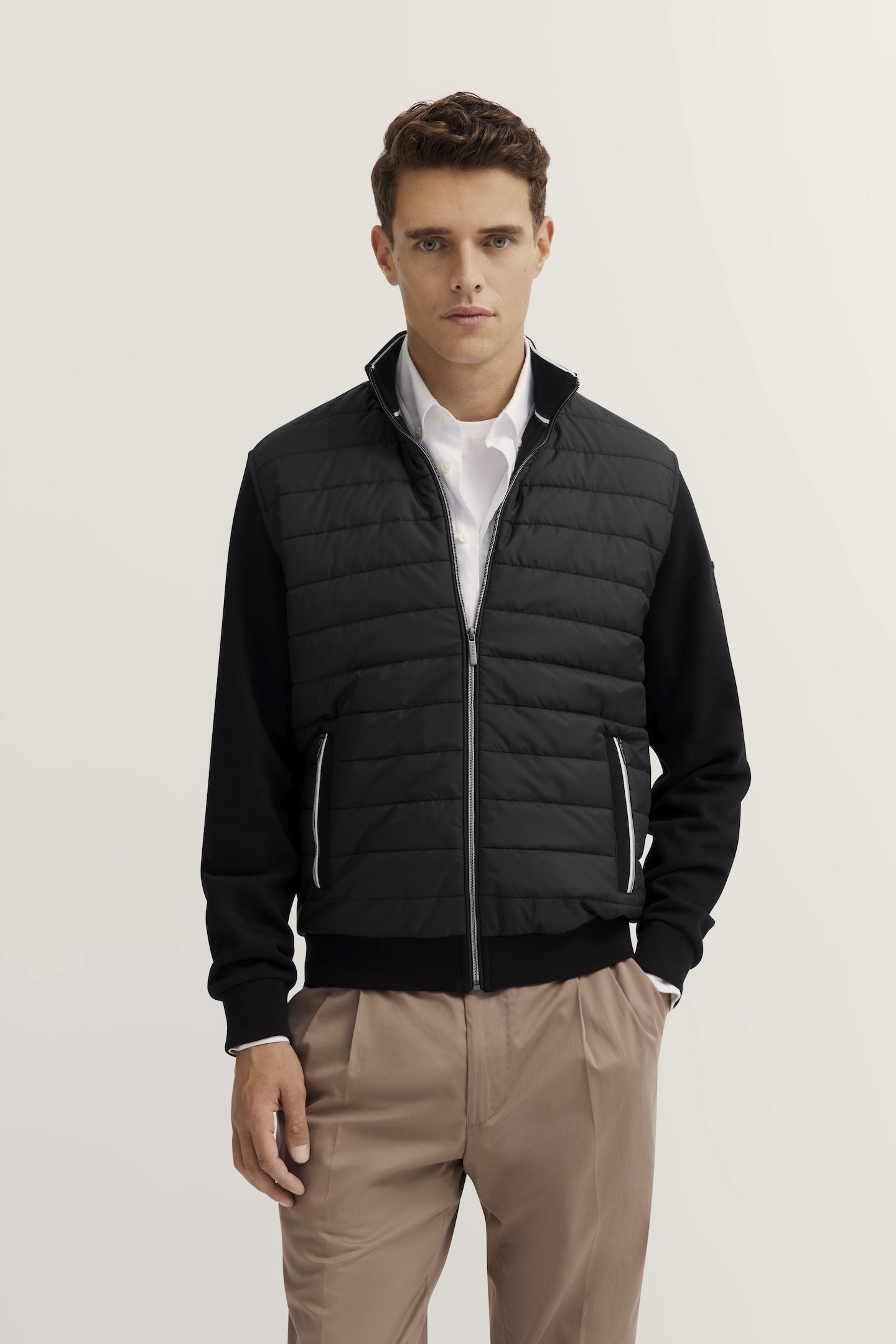 bugatti Sweatjacke "Basic Essential" Modern Fit in Stepp-Optik günstig online kaufen