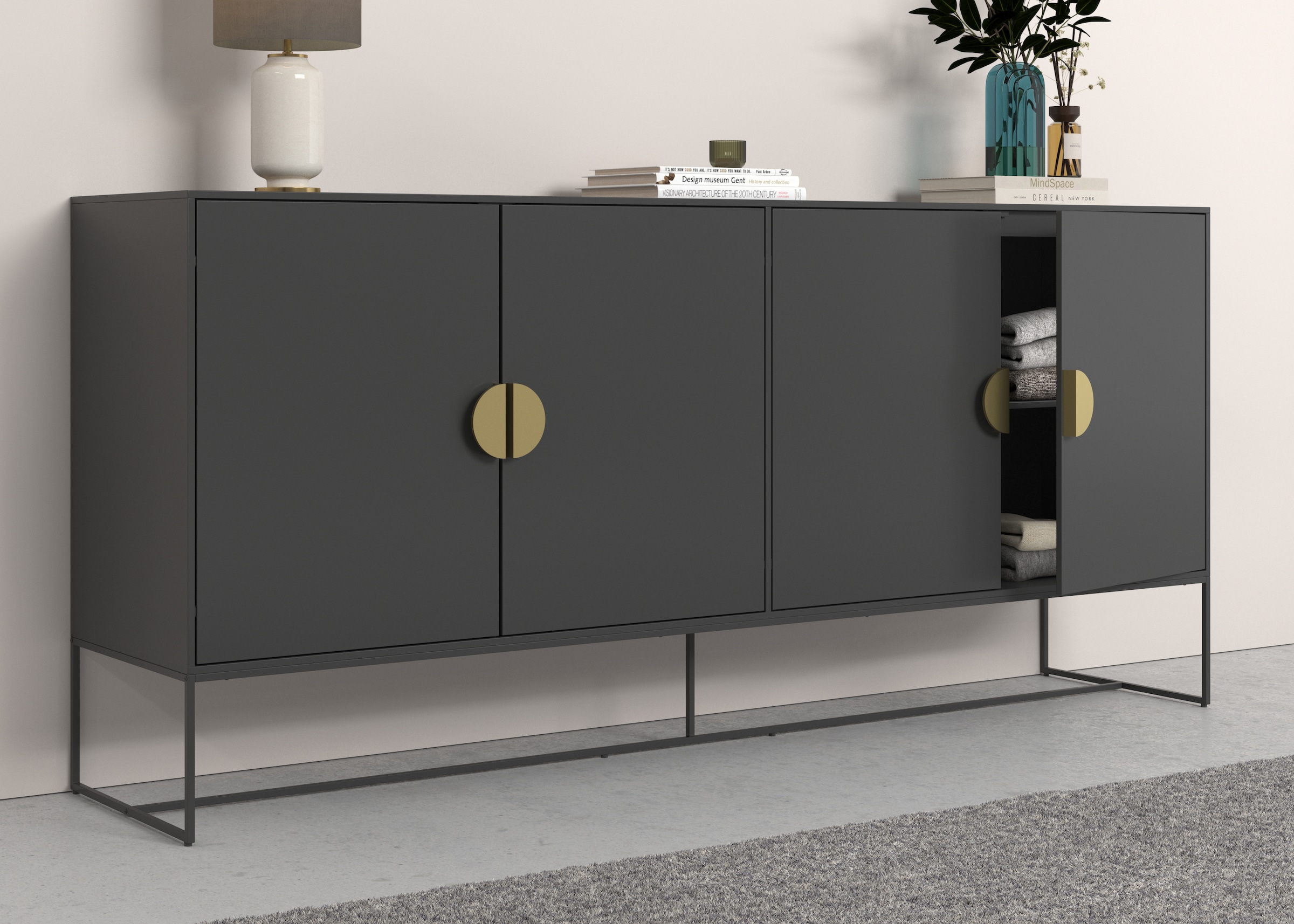 Places of Style Sideboard »Abito«, Kommode mit Drehtüren, 2 Einlegeböden, Breite 180 cm